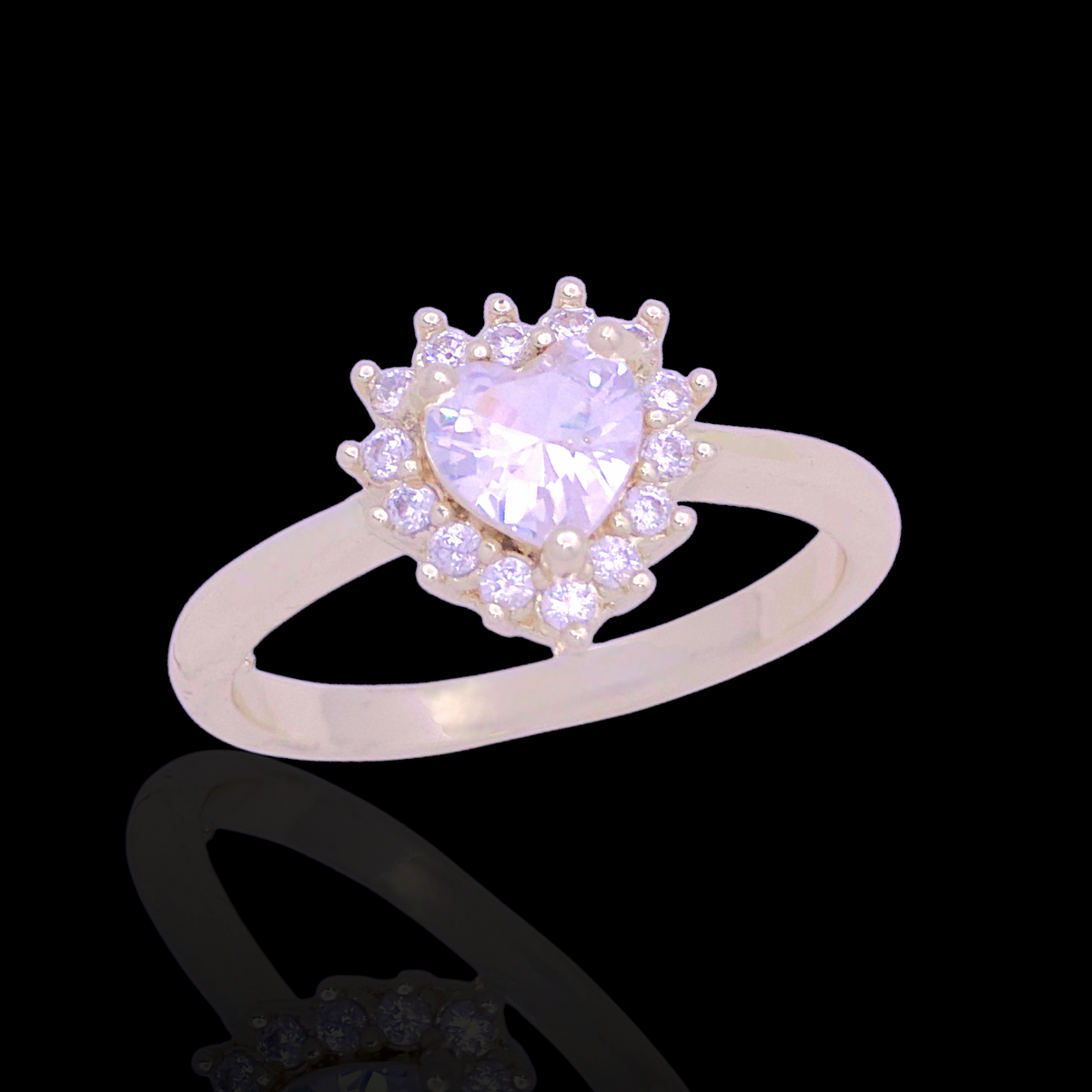 Oro Laminado Gold Filled Beloved Heart Zirconia Ring