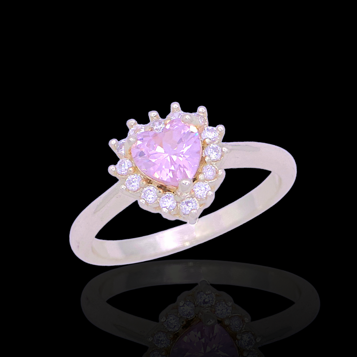 Oro Laminado Gold Filled Beloved Heart Zirconia Ring