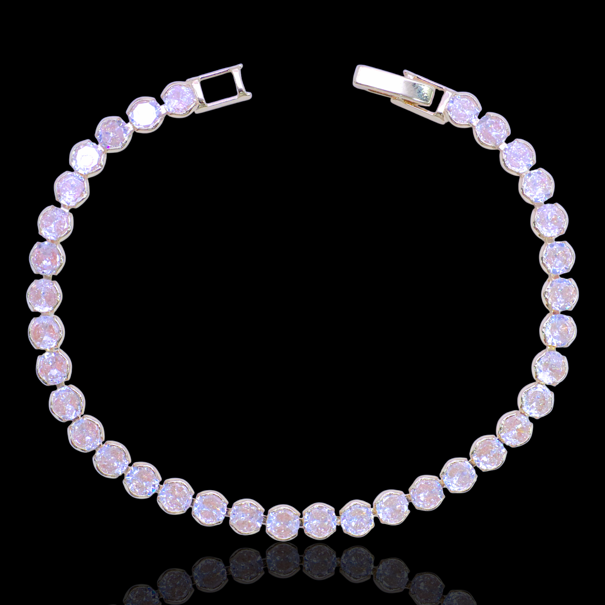 Oro Laminado Gold Filled Bezel Zirconia Tennis Bracelet