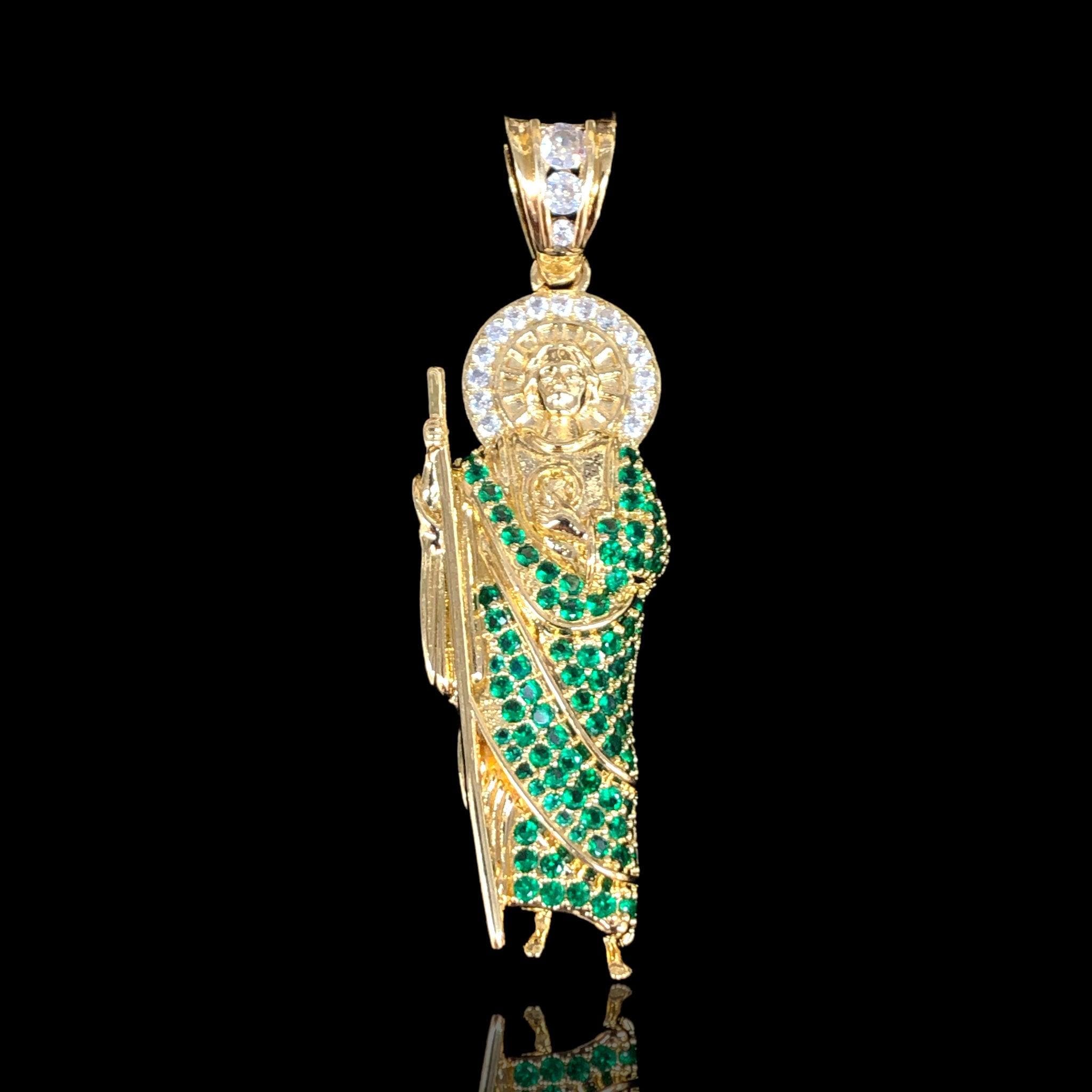Oro Laminado Gold Filled Blessed San Judas CZ Pendant