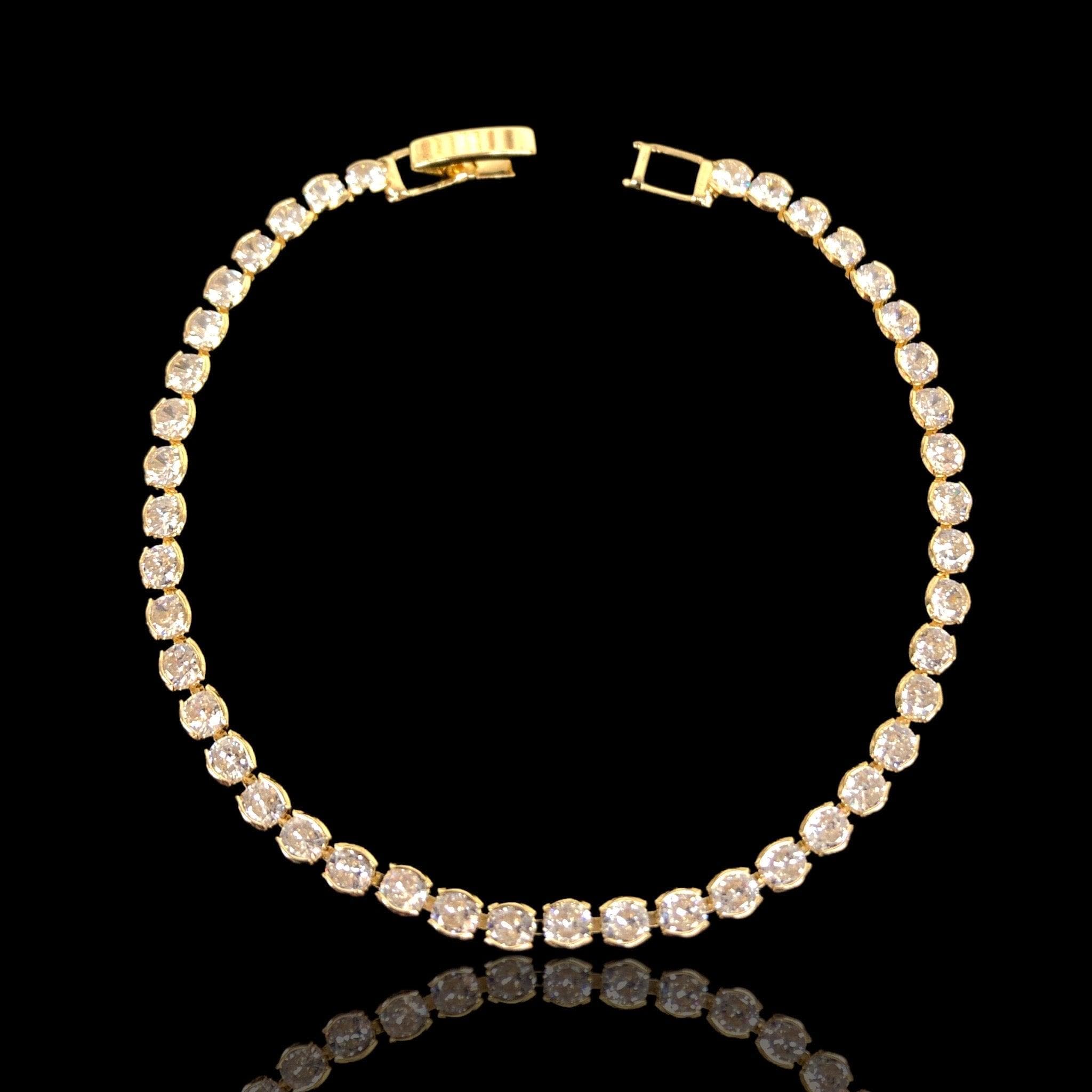 18k Gold-Filled Bonded CZ Tennis Bracelet- kuania oro laminado