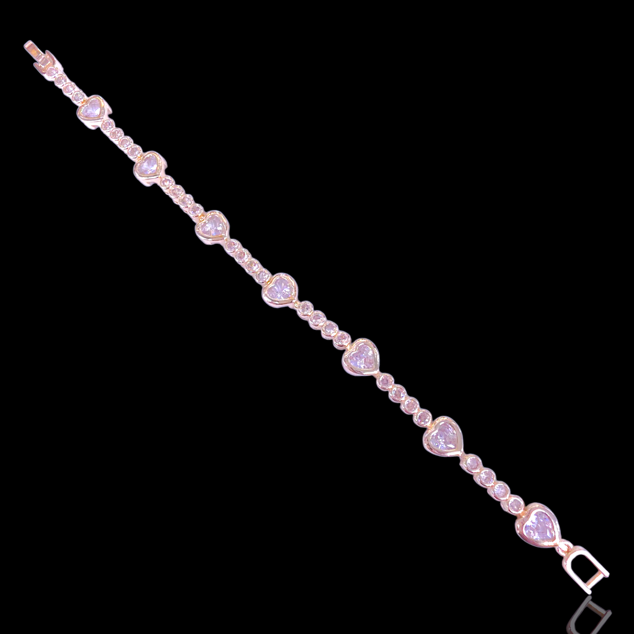 Oro Laminado Gold Filled Brazil Eternal Zirconia Heart Bracelet