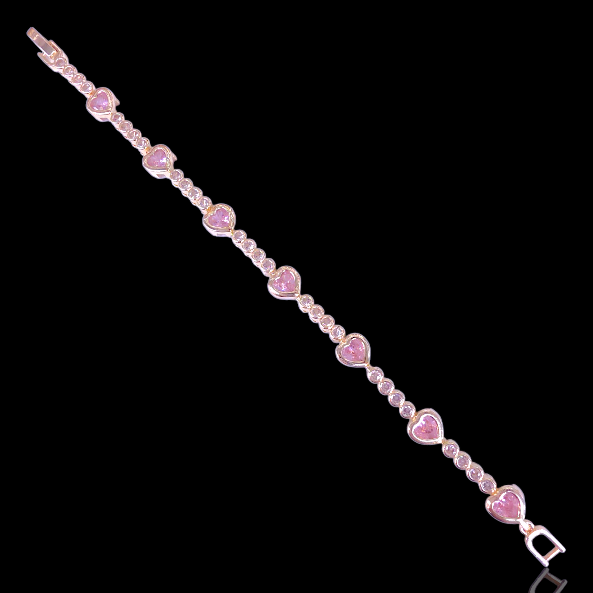 Oro Laminado Gold Filled Brazil Eternal Zirconia Heart Bracelet