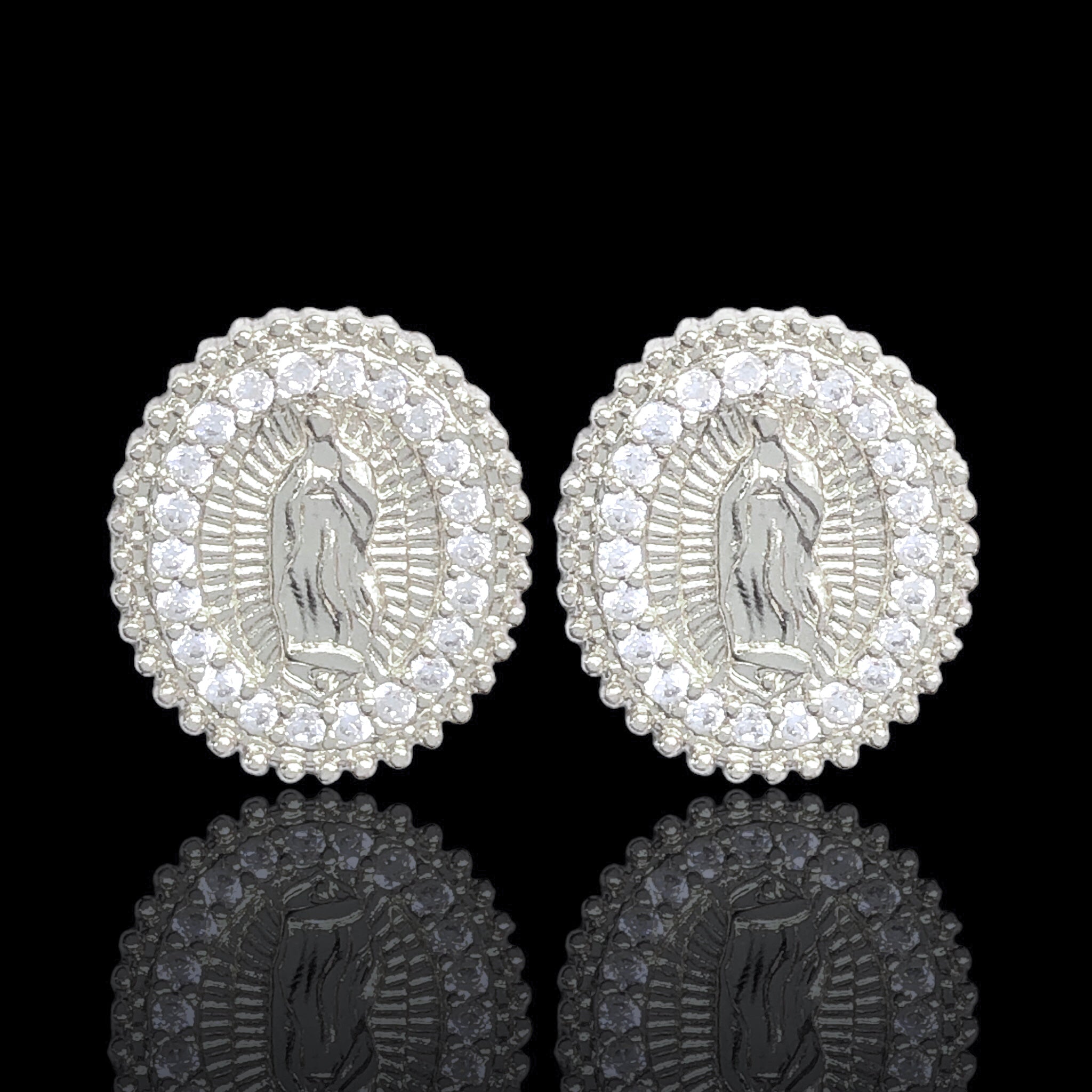 Oro Laminado Gold Filled Brilliant Gem Filigree Guadalupe Earrings