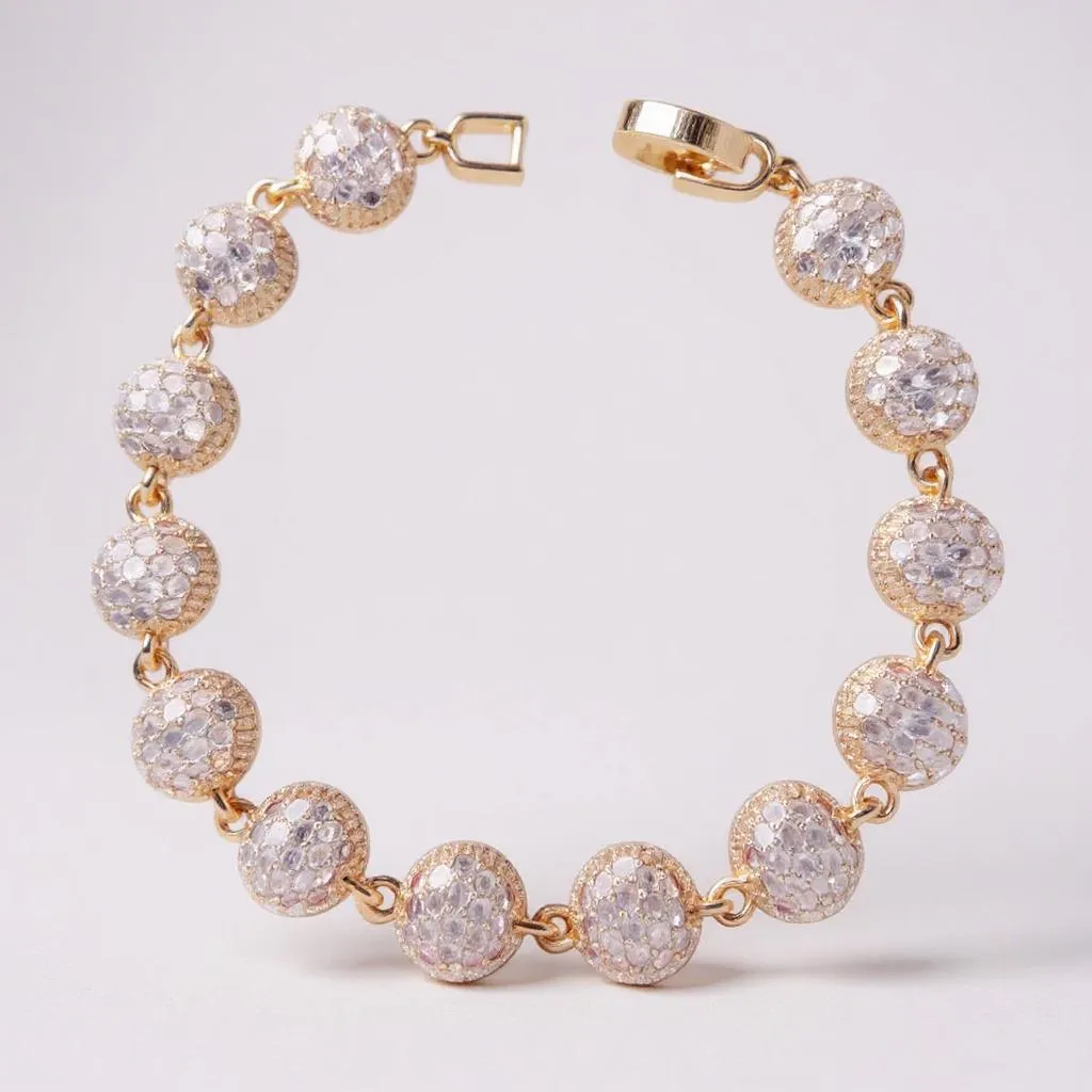 Oro Laminado Gold Filled Brilliant Star Orb Zirconia Bracelet 2