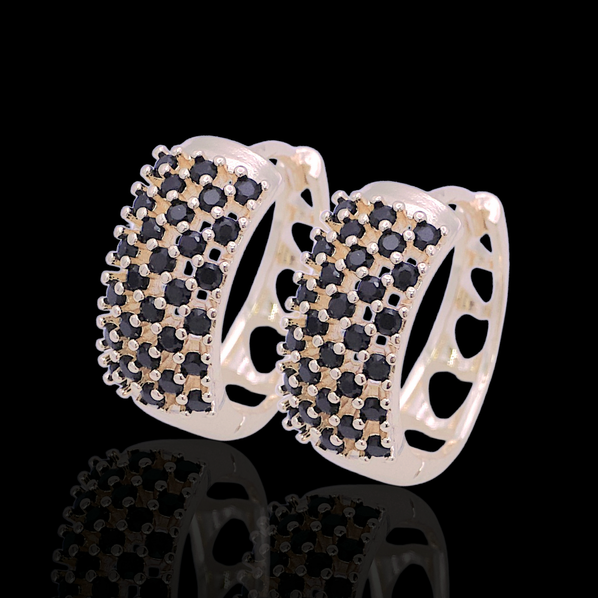 Oro Laminado Gold Filled Bursting Dazzle CZ Huggie Earrings