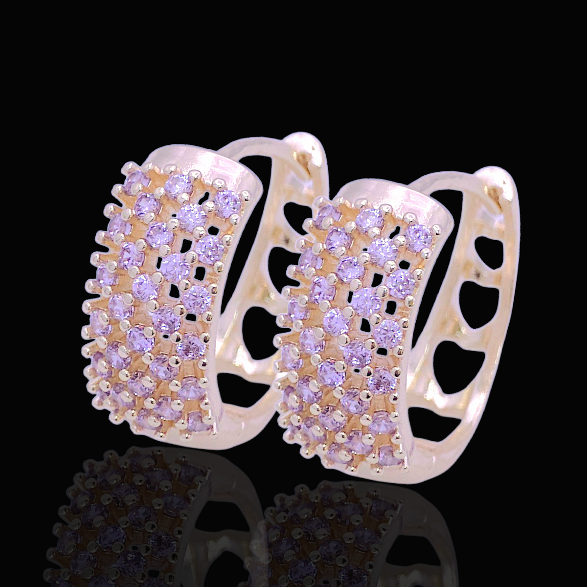 Oro Laminado Gold Filled Bursting Dazzle CZ Huggie Earrings