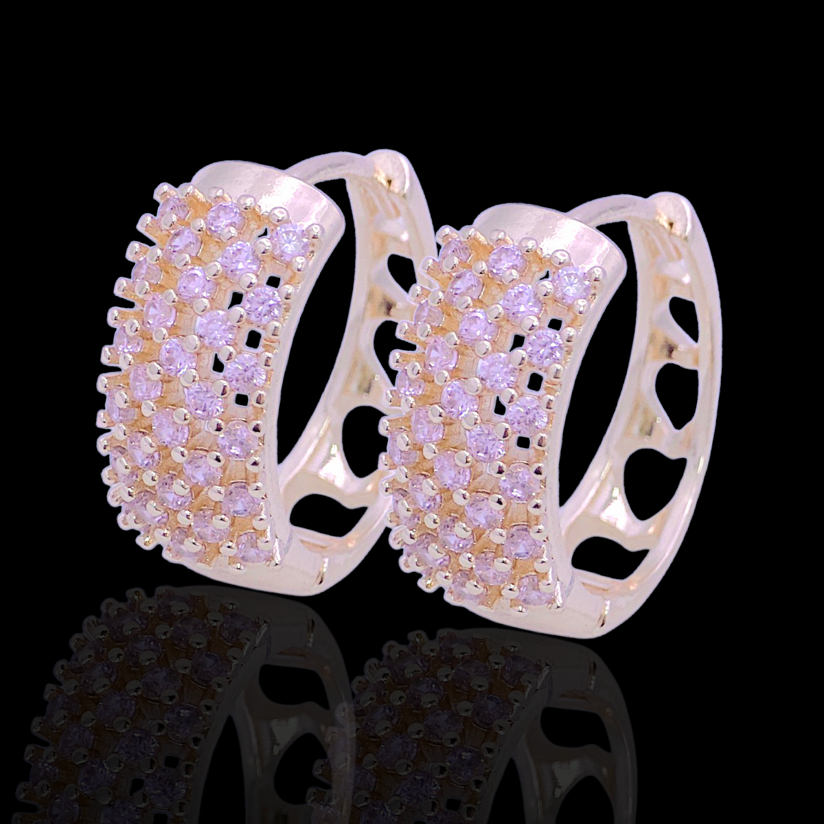 Oro Laminado Gold Filled Bursting Dazzle CZ Huggie Earrings