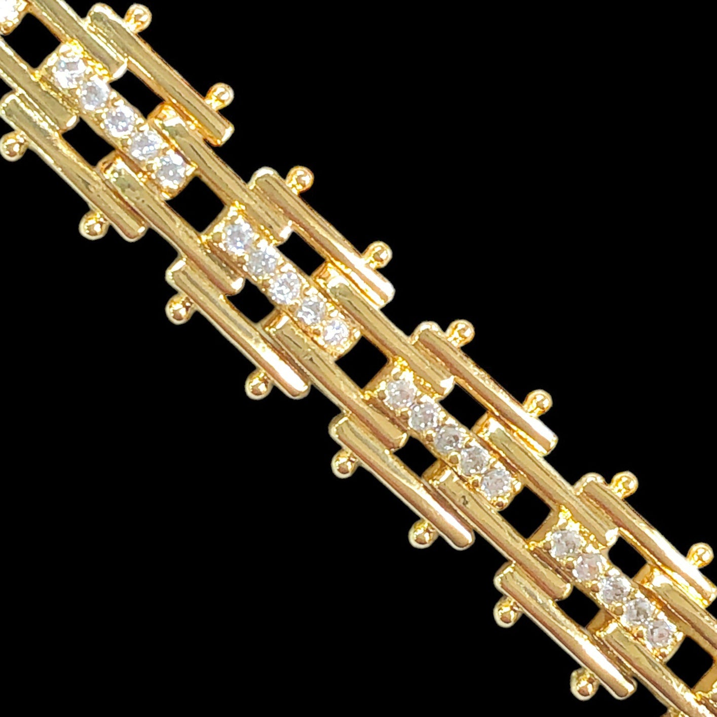 Oro Laminado Gold Filled CZ Bohemian Link Bracelet
