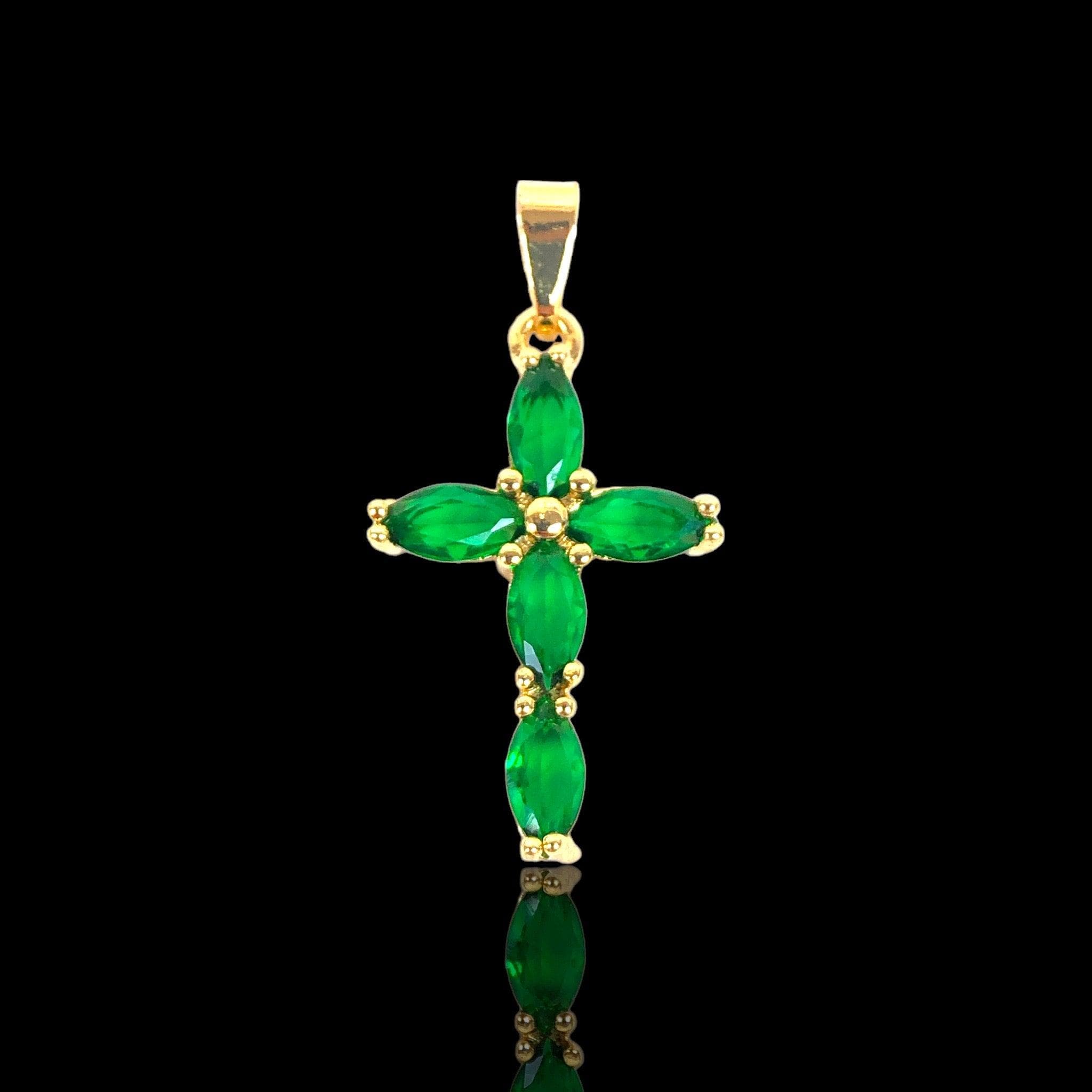Oro Laminado Gold Filled Caviar Zirconia Cross Pendant