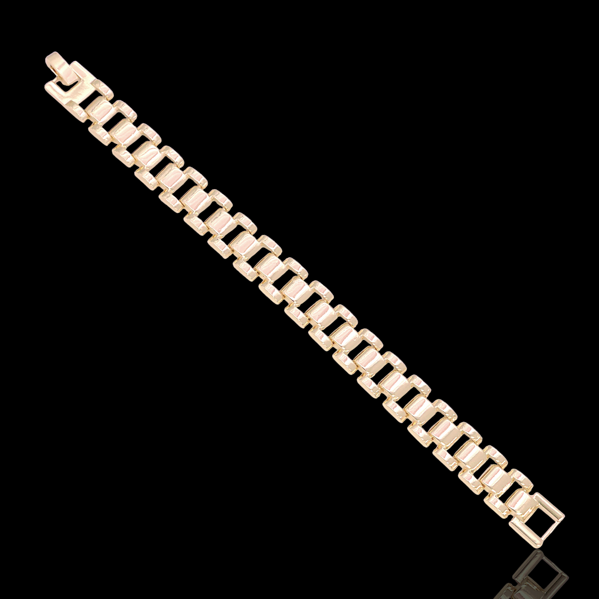 Oro Laminado Gold Filled Classic Geneva Rolx Link Bracelet
