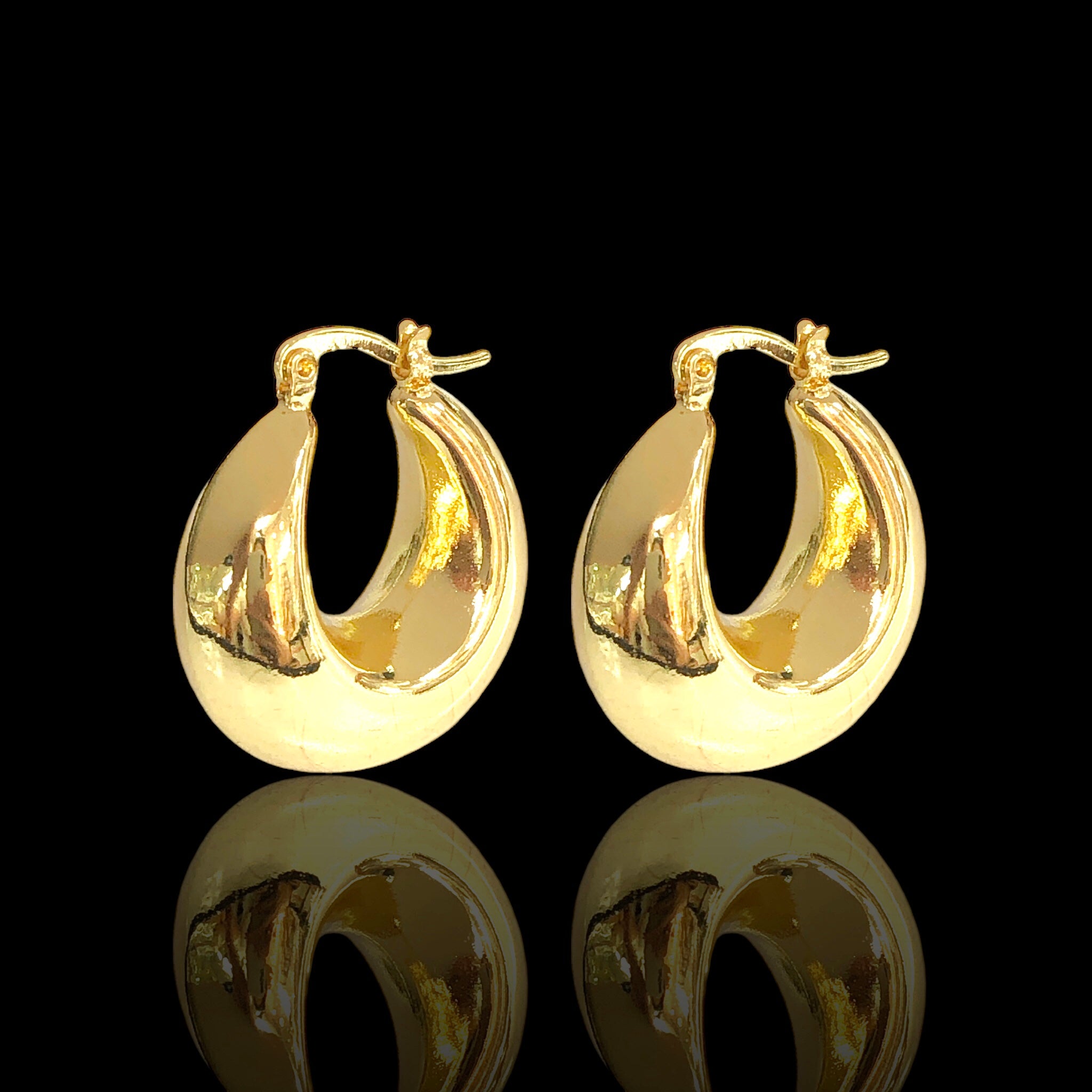 Oro Laminado Gold Filled Cloud Puff Hoop Earrings