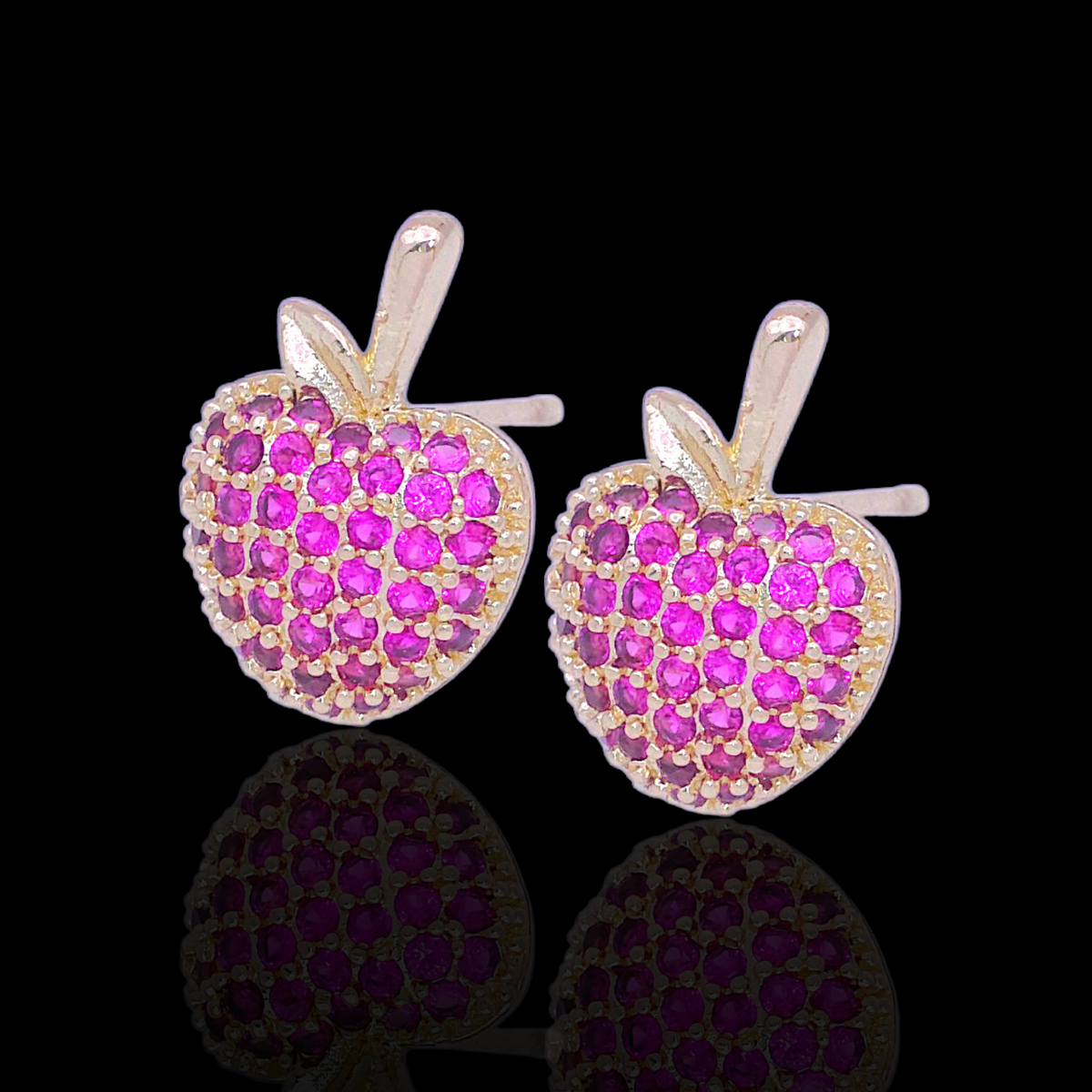 Oro Laminado Gold Filled Crimson Apple Stud Earrings