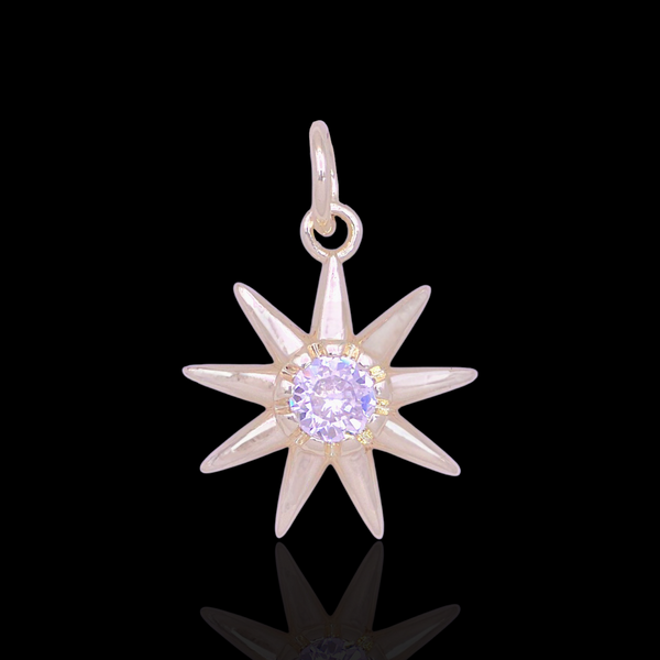 Oro Laminado Gold Filled DIY Bursting Sun Charm Pendant
