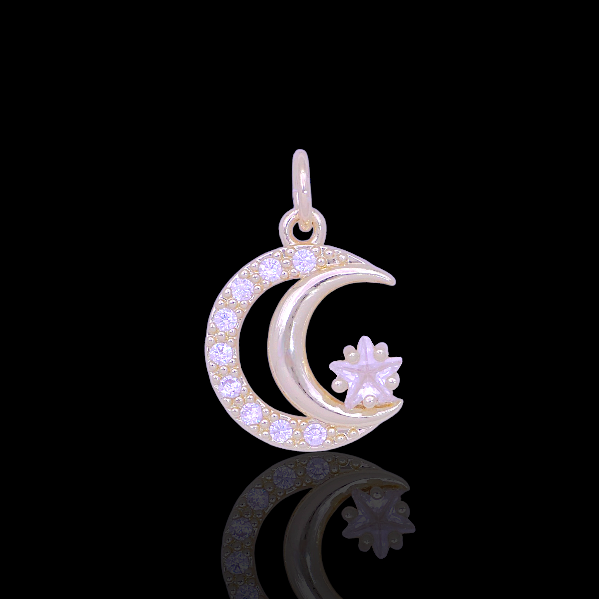 Oro Laminado Gold Filled DIY Celestial Moon Charm Pendant