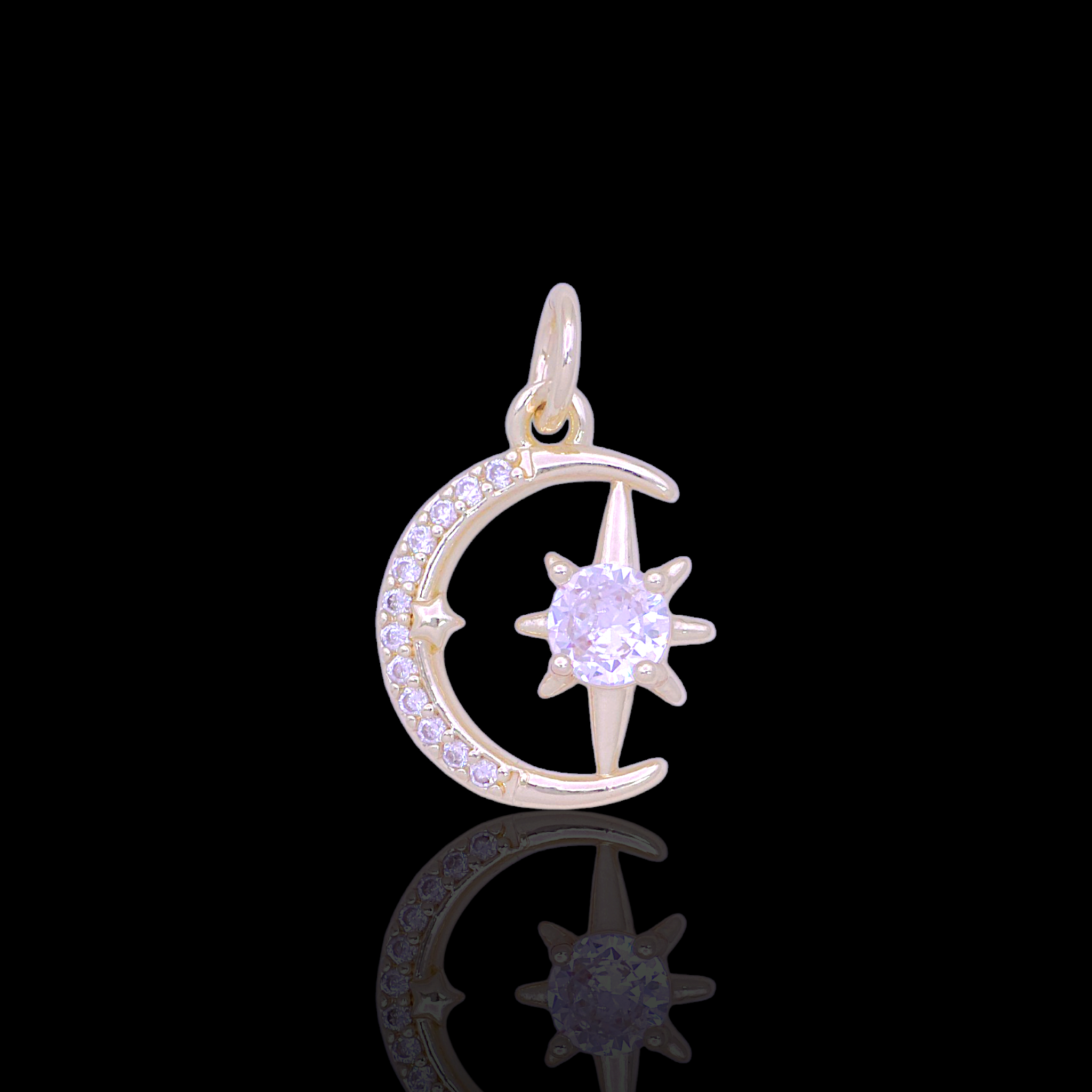 Oro Laminado Gold Filled DIY Crescent Moon Star Charm Pendant
