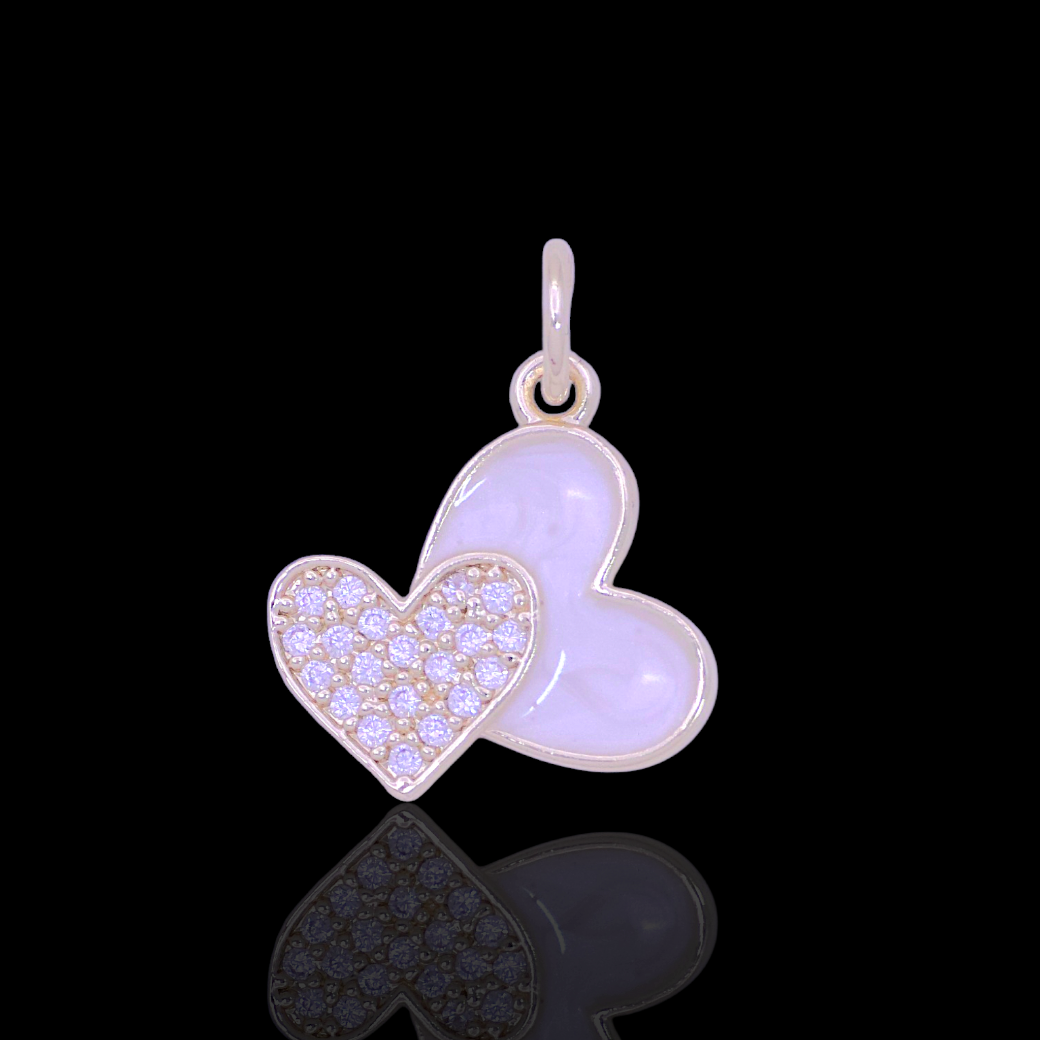 Oro Laminado Gold Filled DIY Purity Twin Heart Charm Pendant
