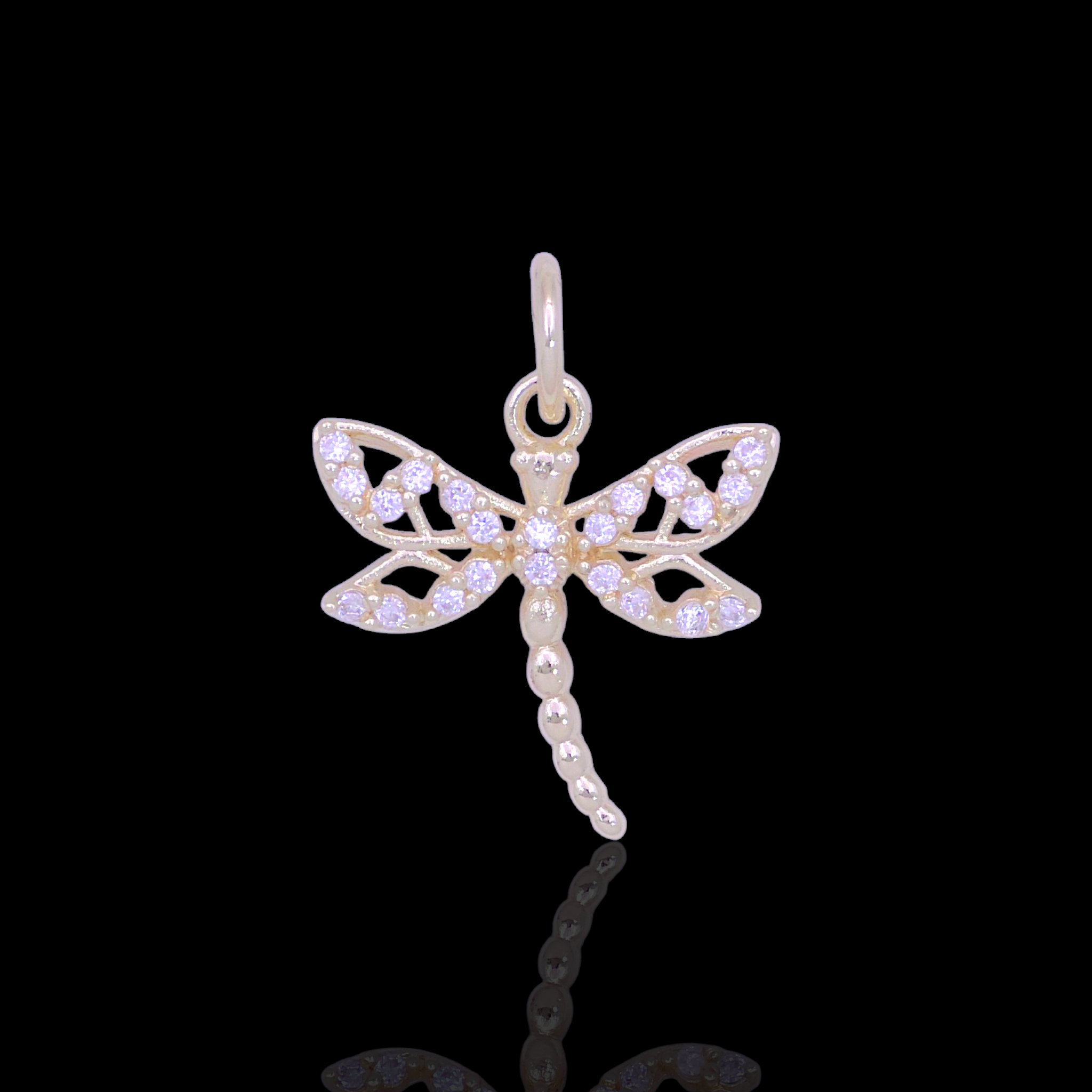 Oro Laminado Gold Filled DIY Soaring Dragonfly Charm Pendant