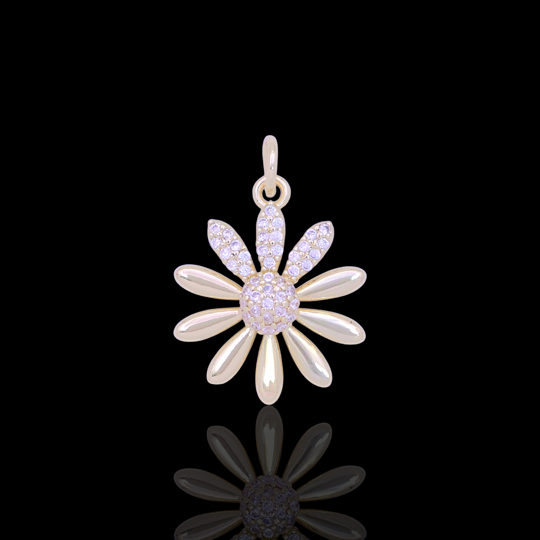 Oro Laminado Gold Filled DIY Sparkle Sunflower Charm Pendant