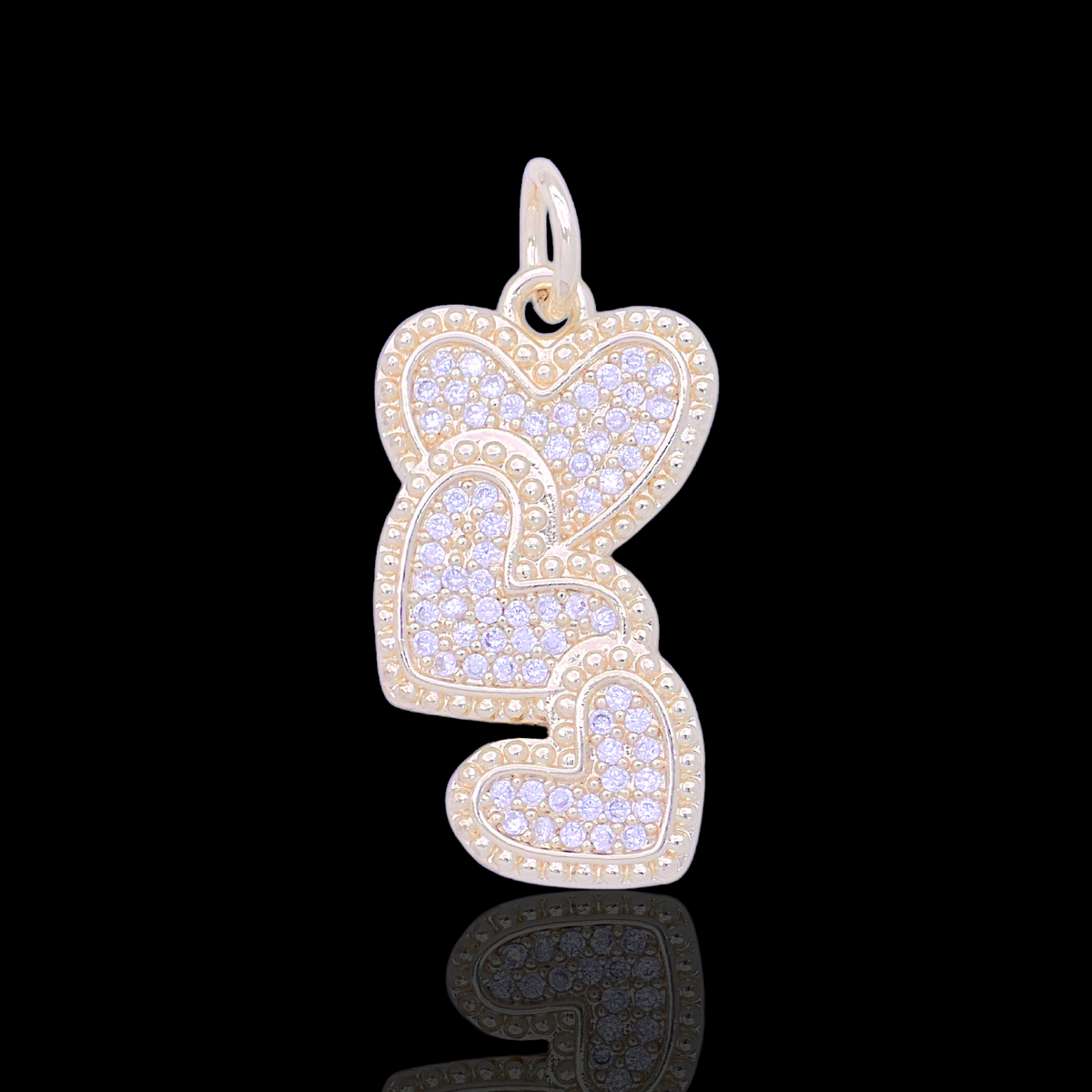 Oro Laminado Gold Filled DIY Trinity Heart Charm Pendant