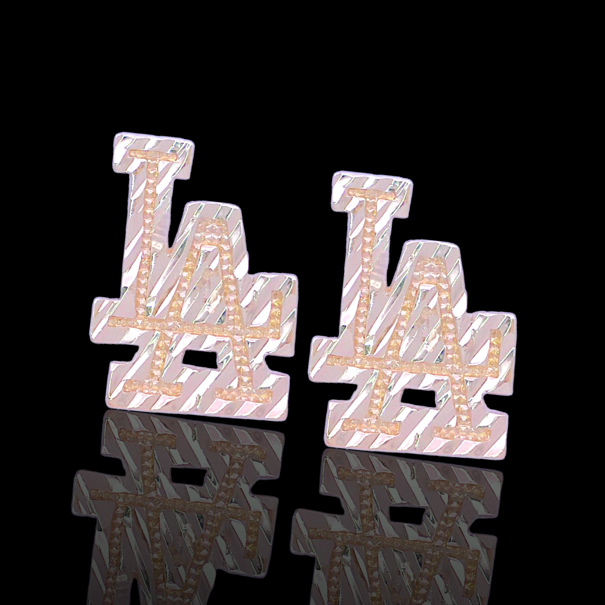 Oro Laminado Gold Filled Diamond Cut LA Stud Earrings
