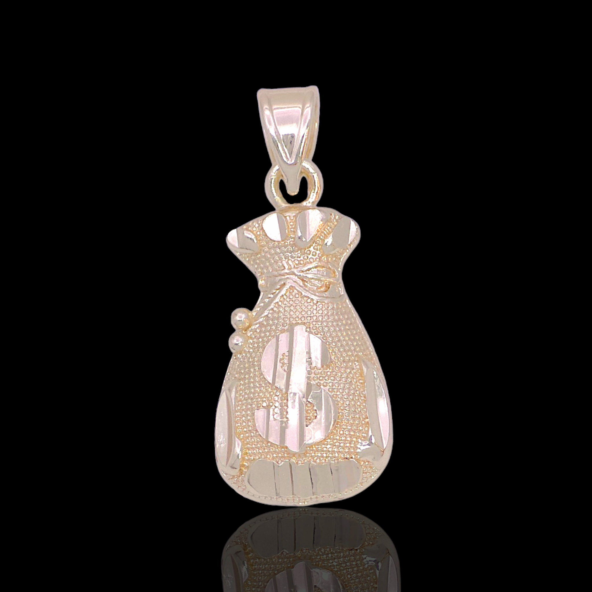 Oro Laminado Gold Filled Diamond Cut Money Bag Pendant