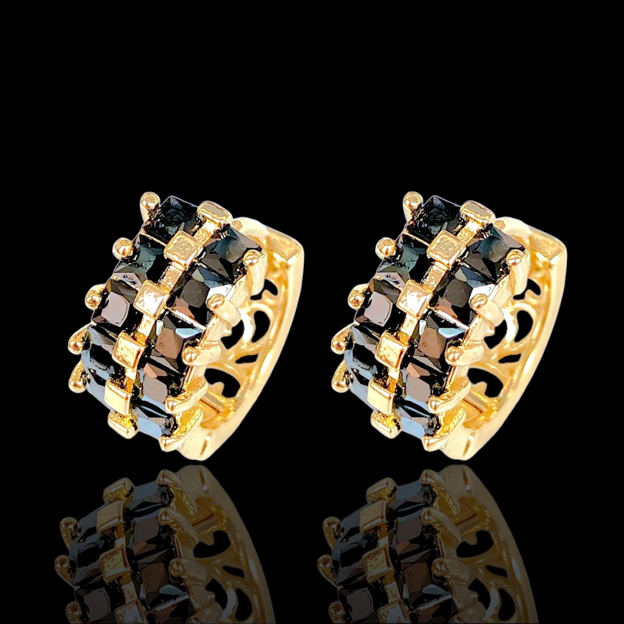 Oro Laminado Gold Filled Double Opaline Huggie Hoop Earrings