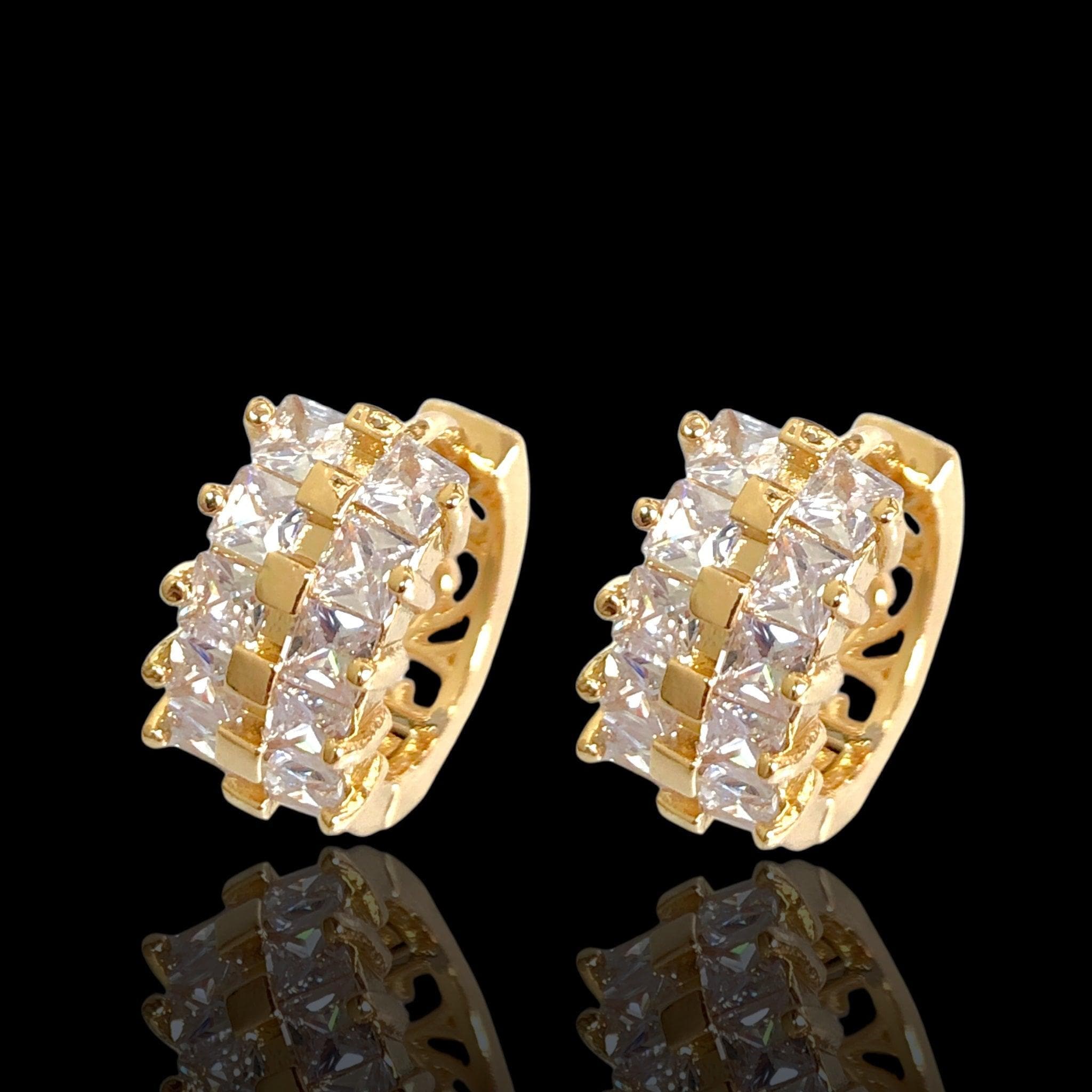 Oro Laminado Gold Filled Double Opaline Huggie Hoop Earrings