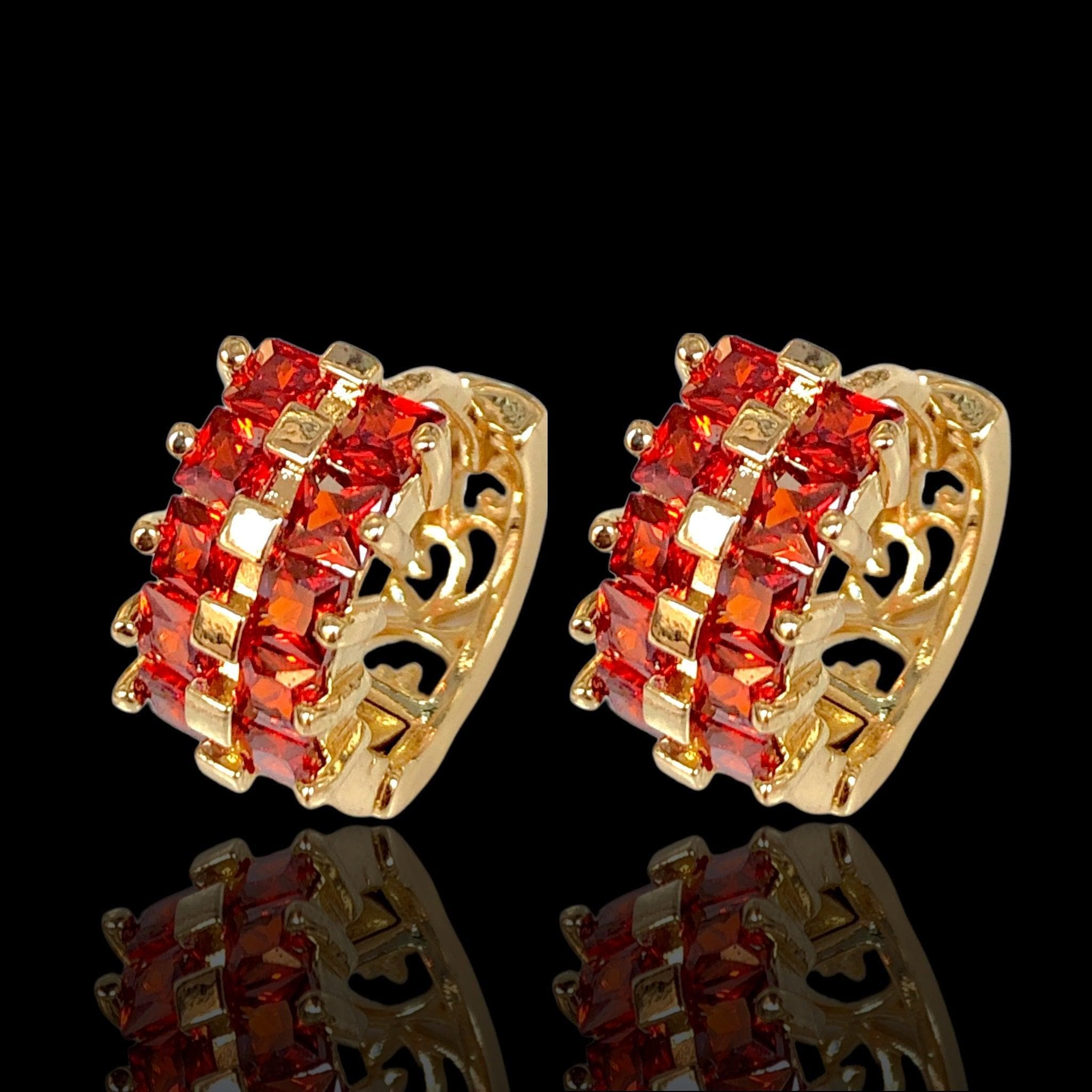 Oro Laminado Gold Filled Double Opaline Huggie Hoop Earrings
