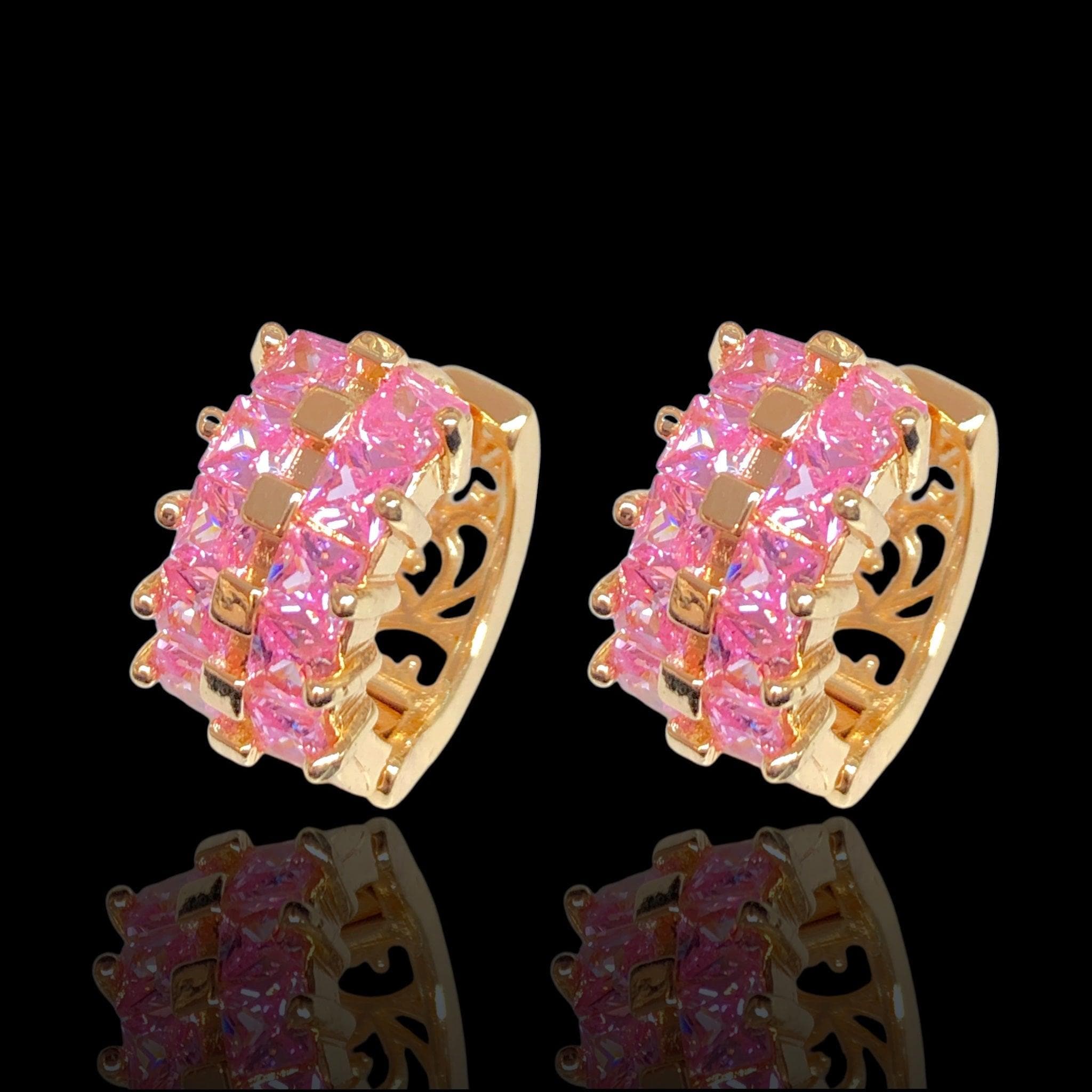 Oro Laminado Gold Filled Double Opaline Huggie Hoop Earrings