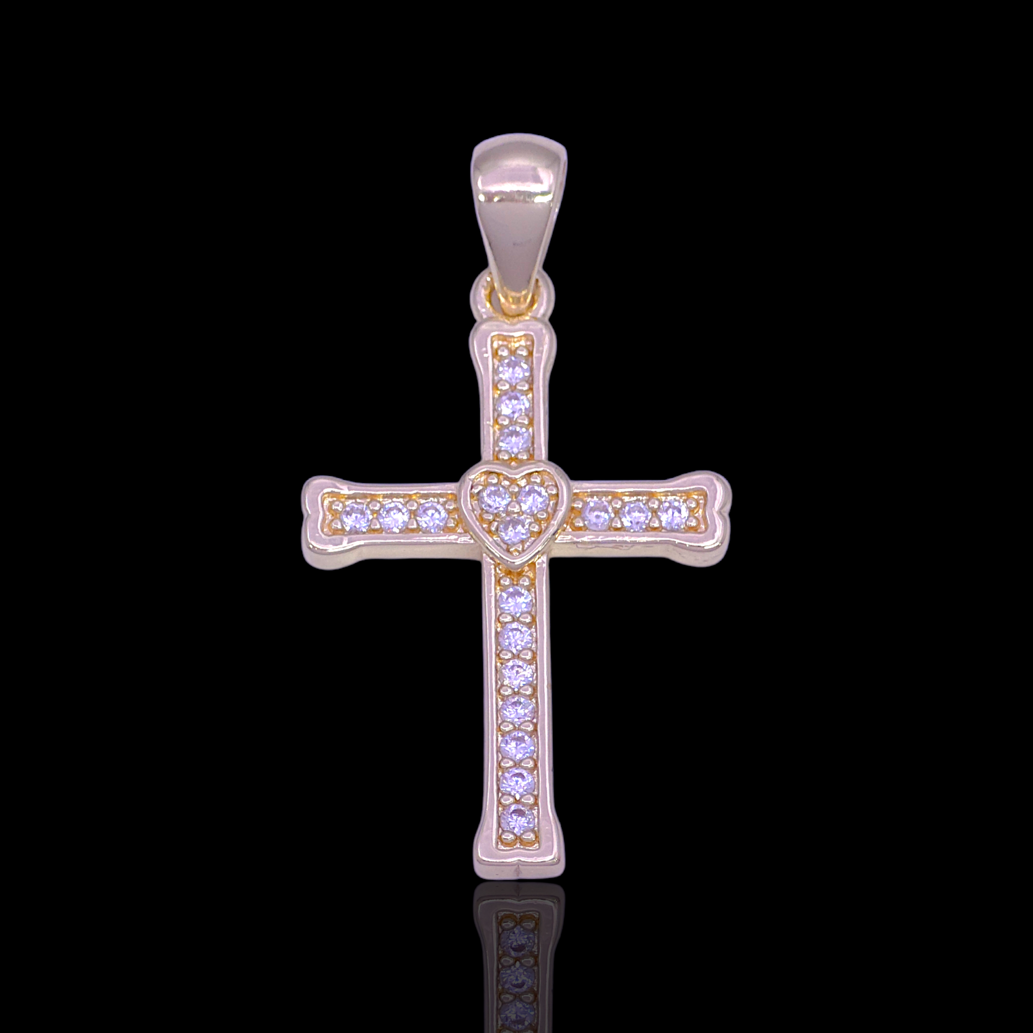 Oro Laminado Gold Filled Endless Love Cross CZ Pendant