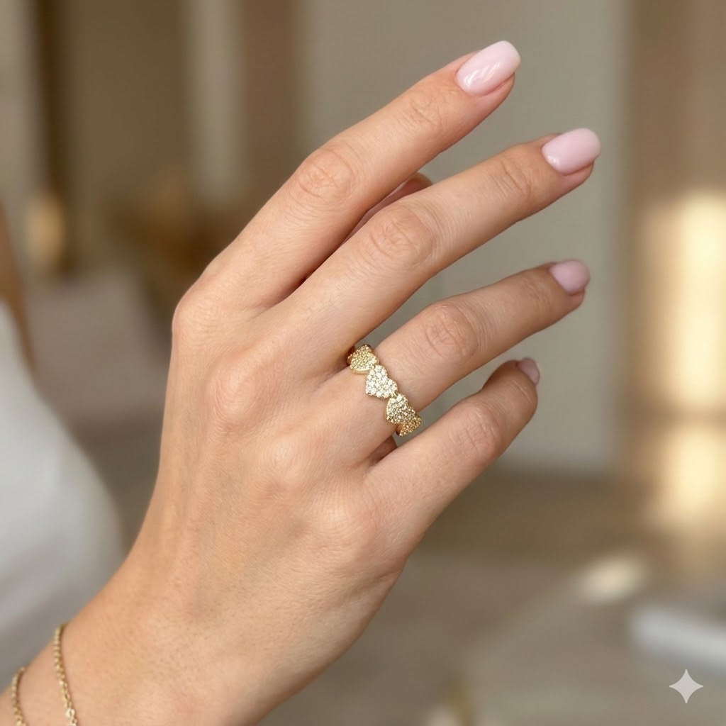 Oro Laminado Gold Filled Eternal Forever Heart Ring