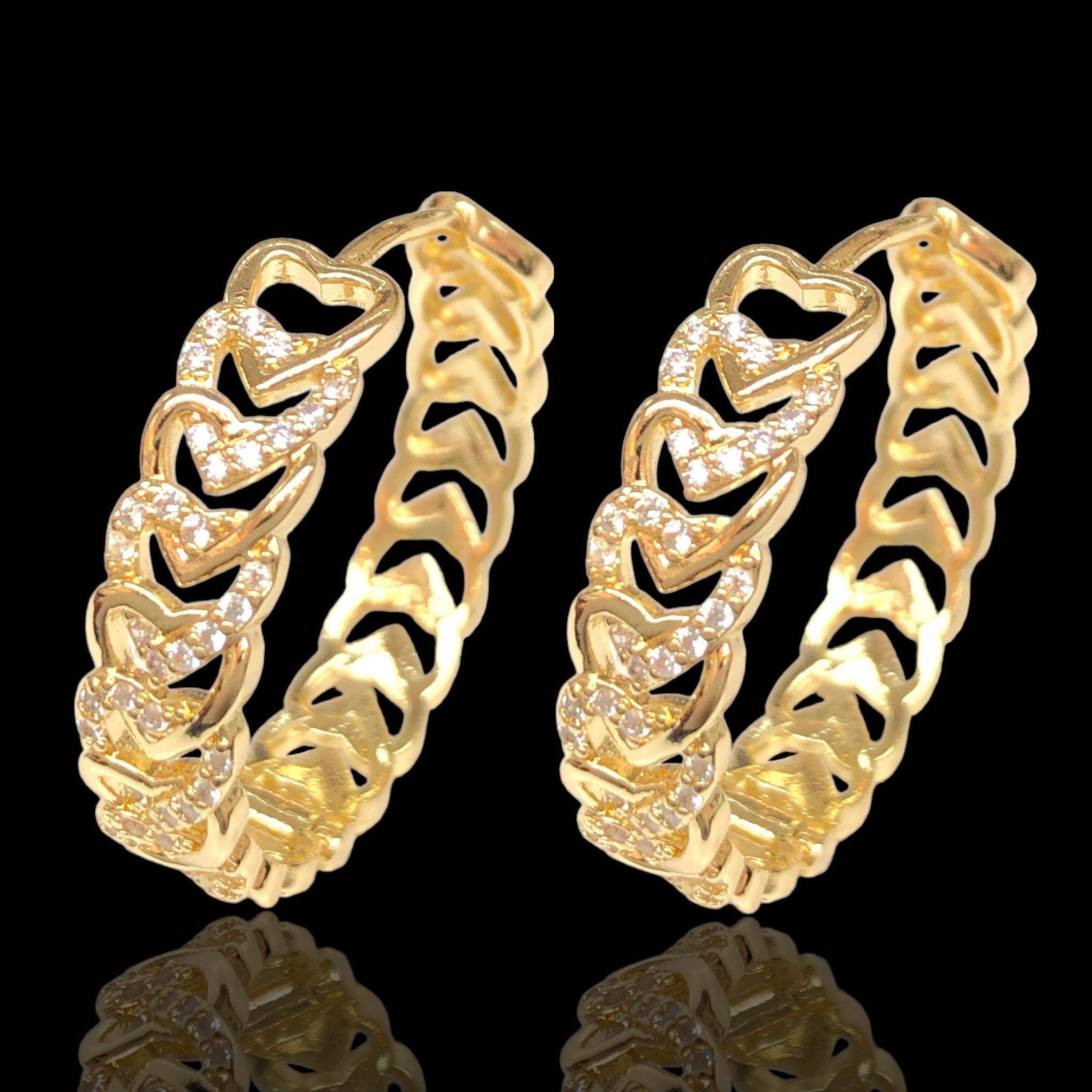 Oro Laminado Gold Filled Eternal Trinity Heart Hoop Earrings