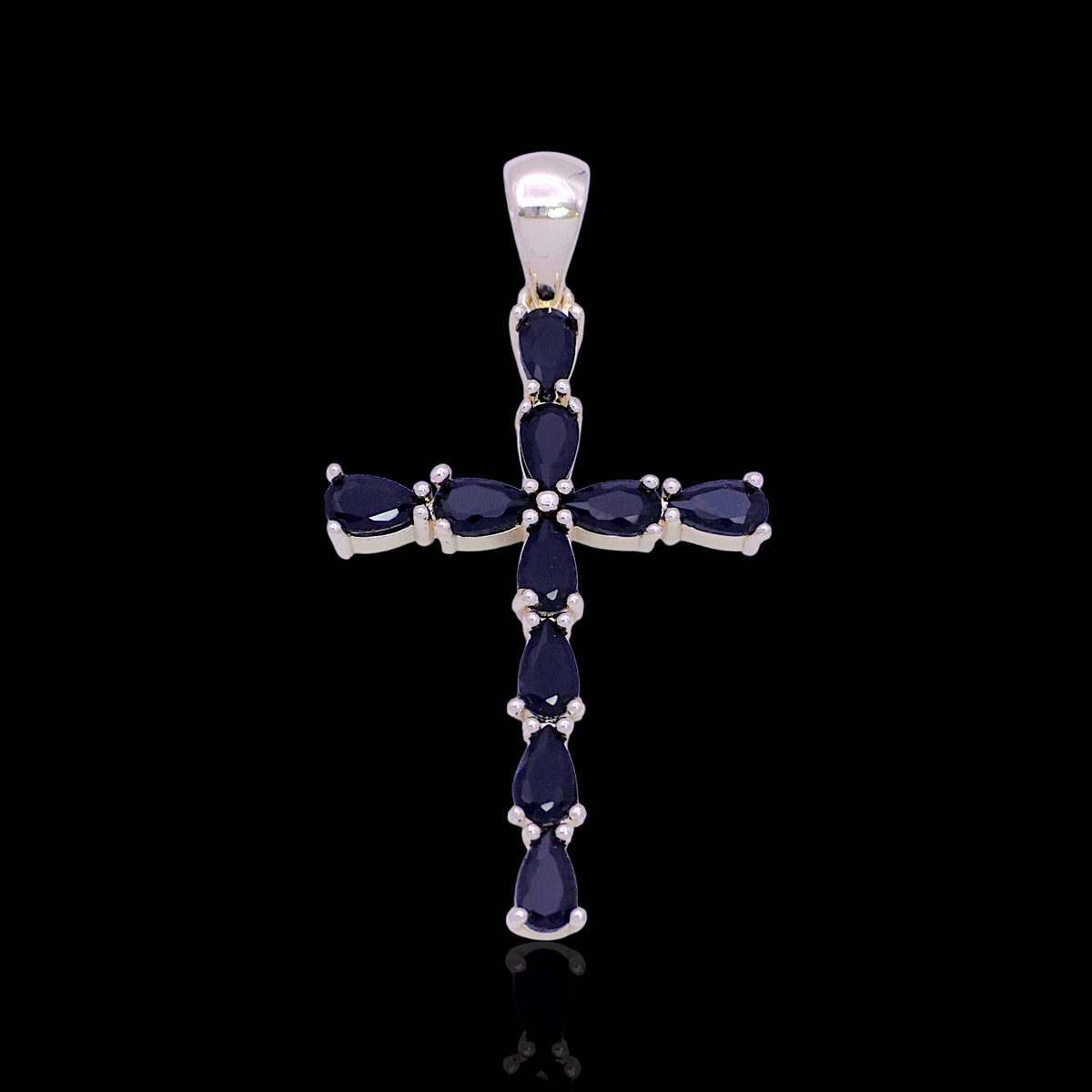 Oro Laminado Gold Filled Ethereal Petal Cross CZ Pendant