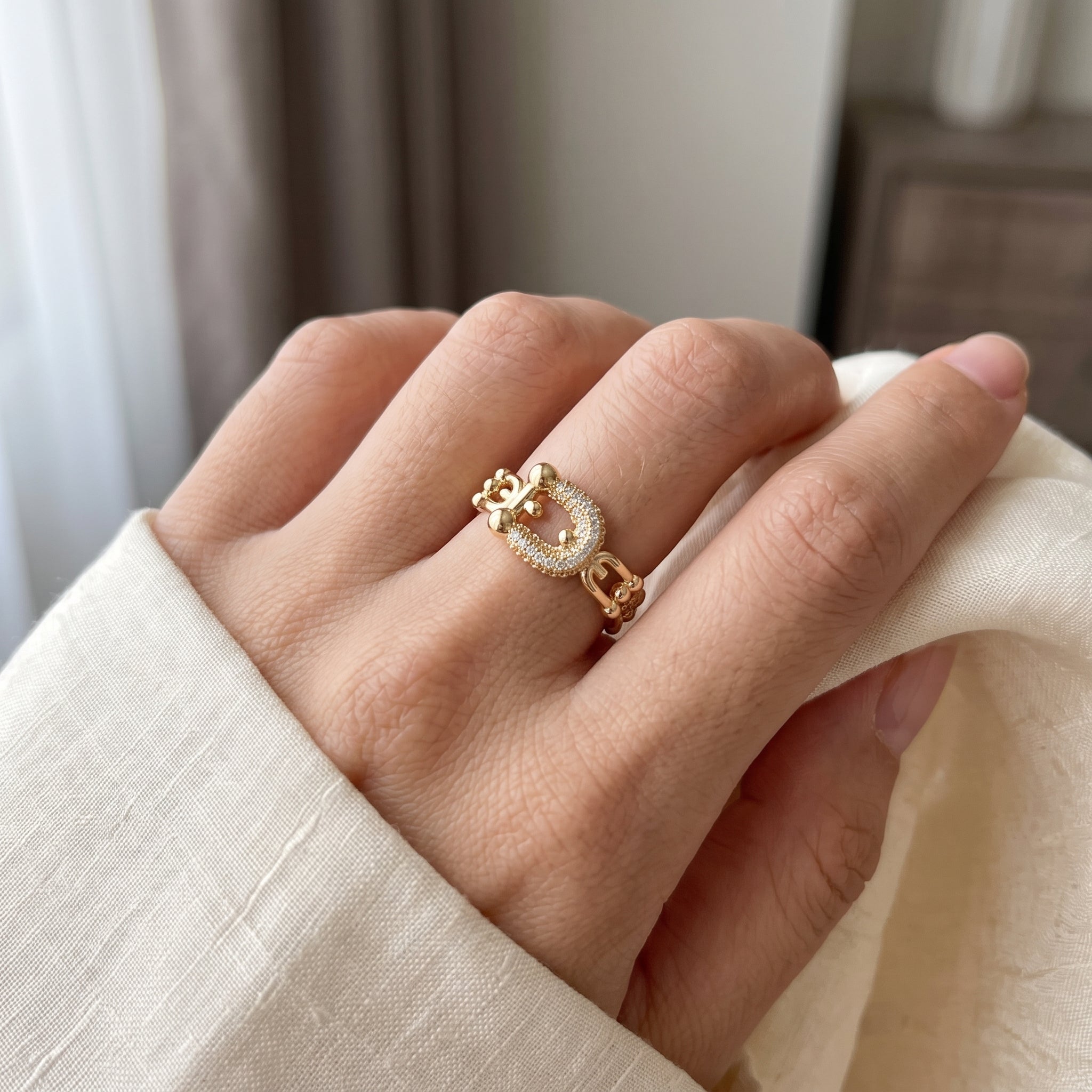 Oro Laminado Gold Filled Fancy Lucky Horseshoe Ring