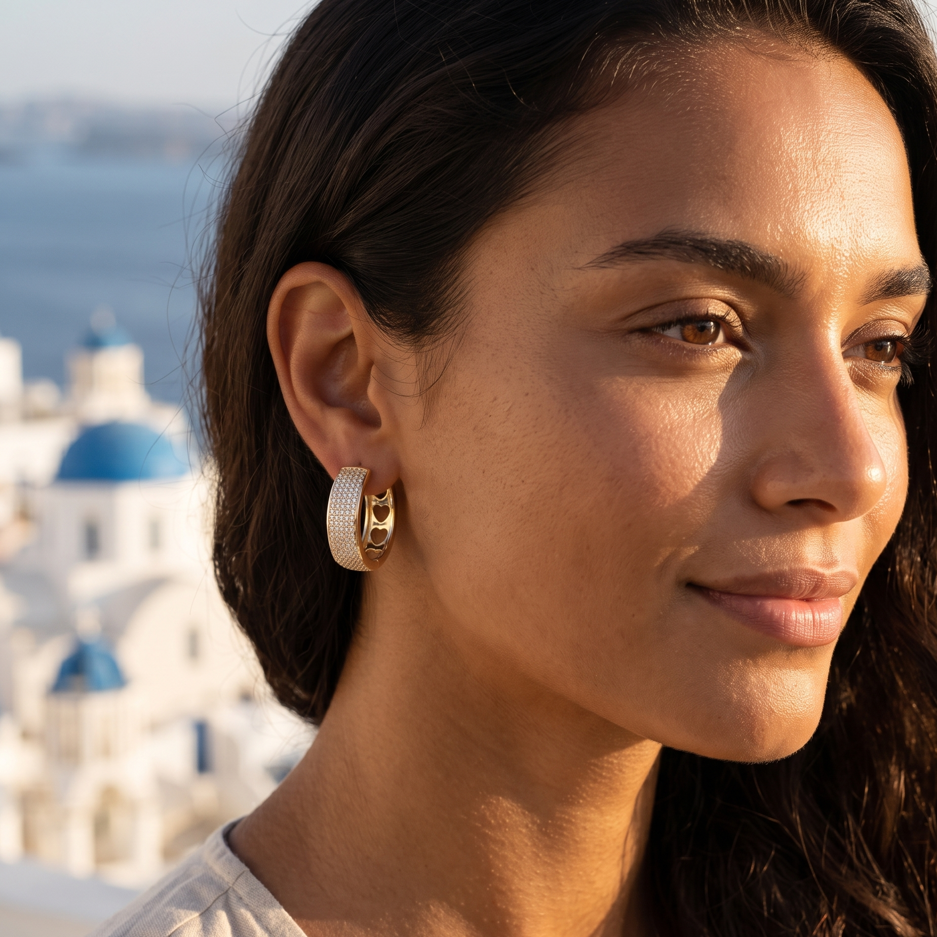 Oro Laminado Gold Filled Fancy Stella Pave CZ Hoop Earrings