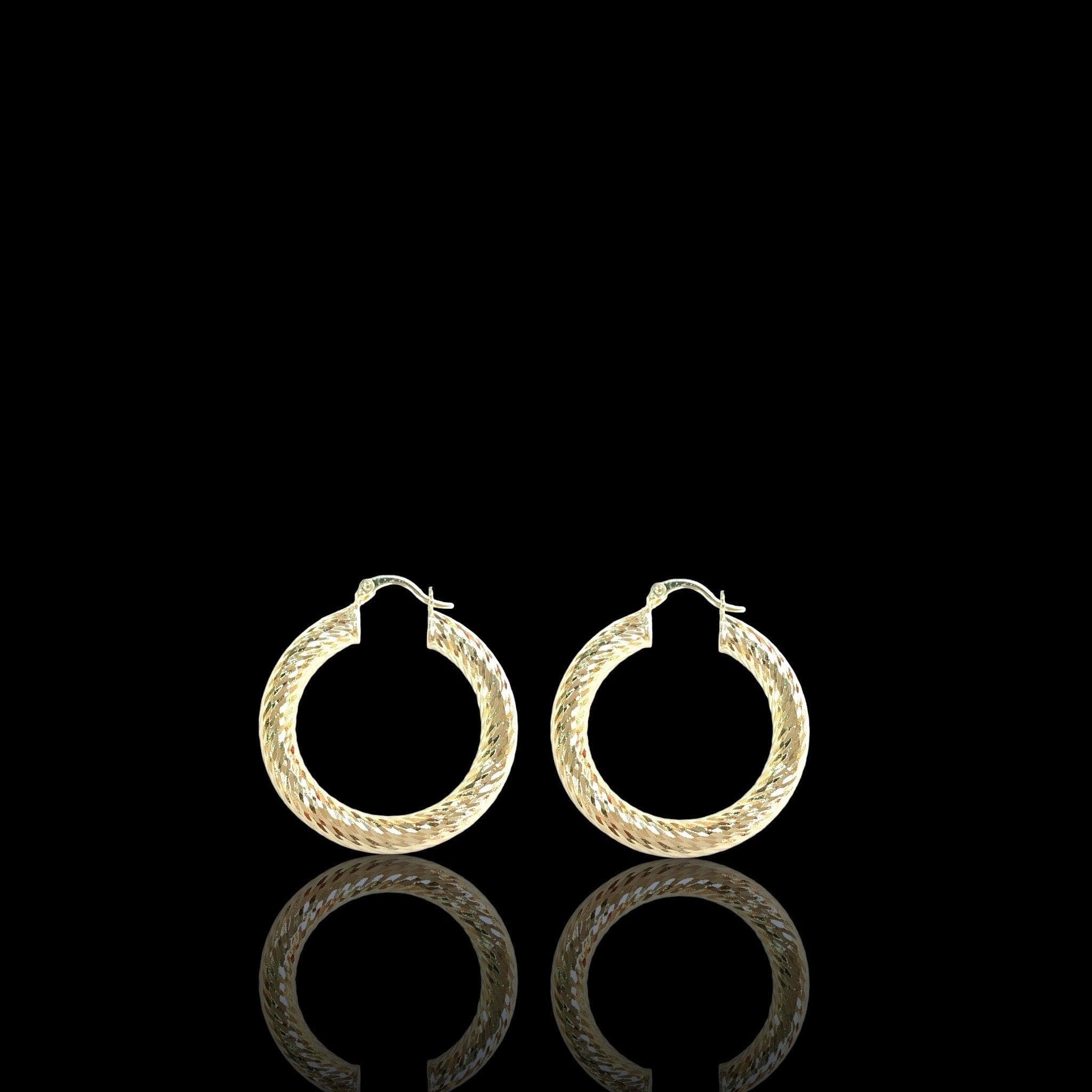 Oro Laminado Gold Filled Filigree 6mm Chunky Hoop Earrings