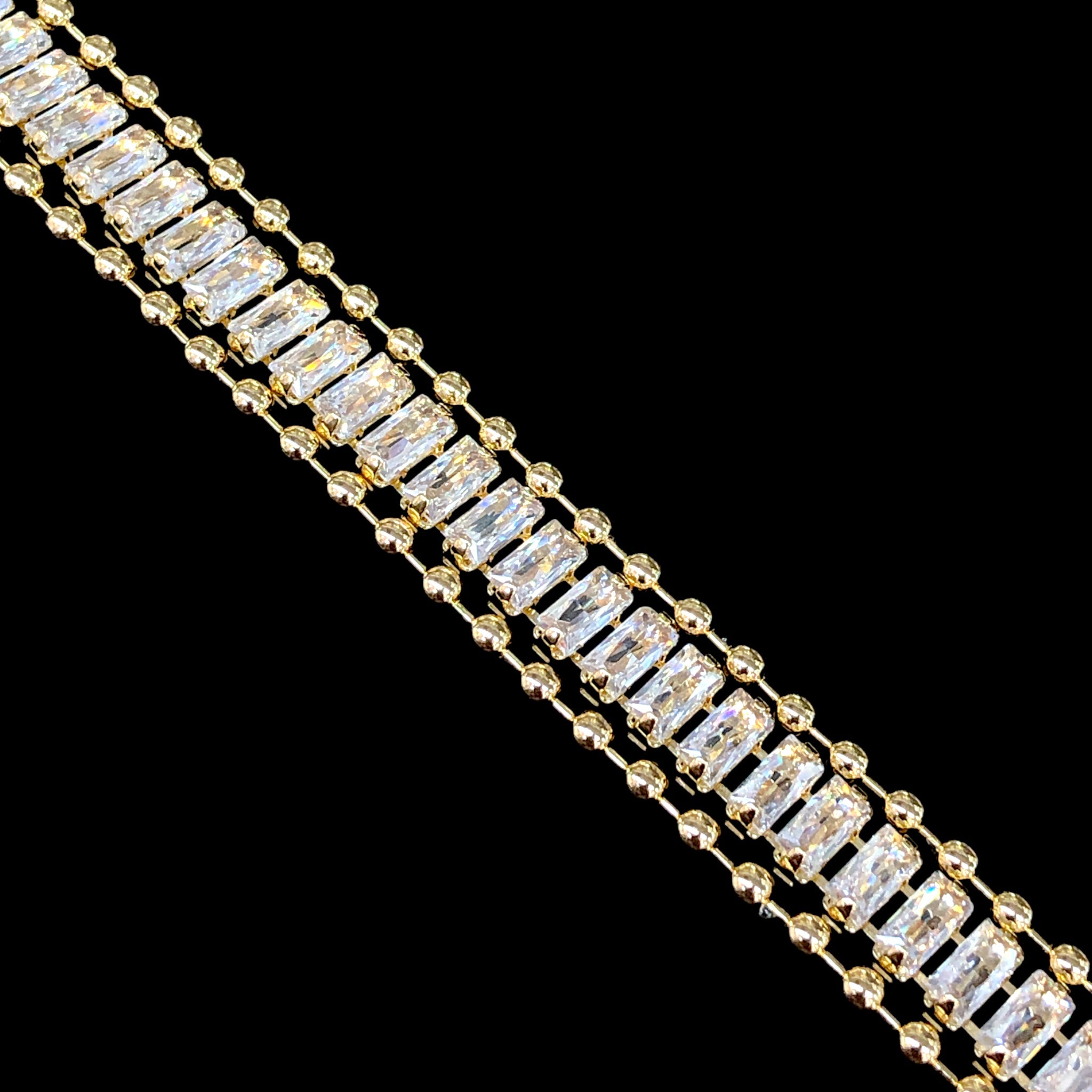 Oro Laminado Gold Filled Florencia Mirage Brilliant CZ Bracelet