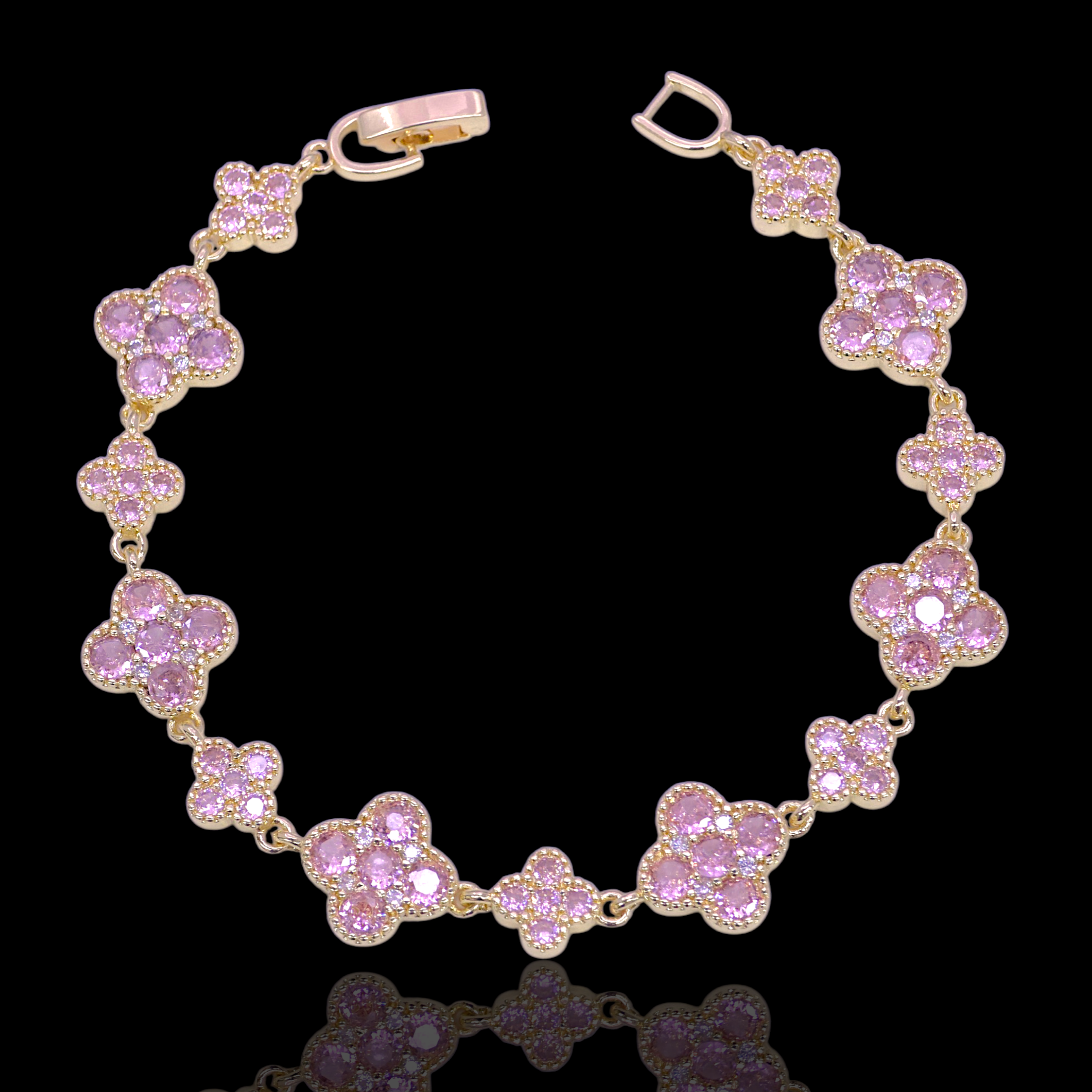 Oro Laminado Gold Filled Florencia Spring Blossom CZ Bracelet