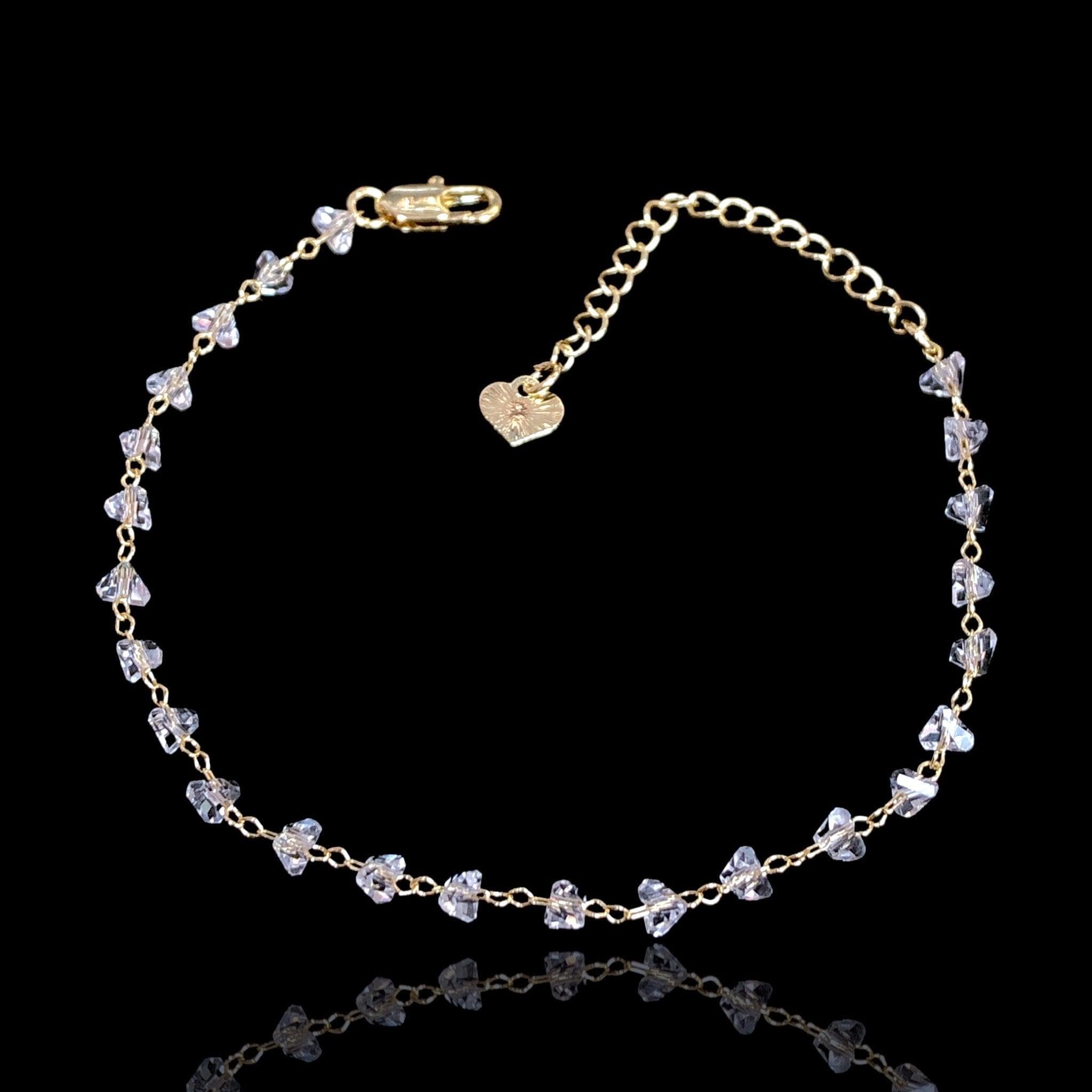 Oro Laminado Gold Filled Florentine Heart Quartz Bracelet