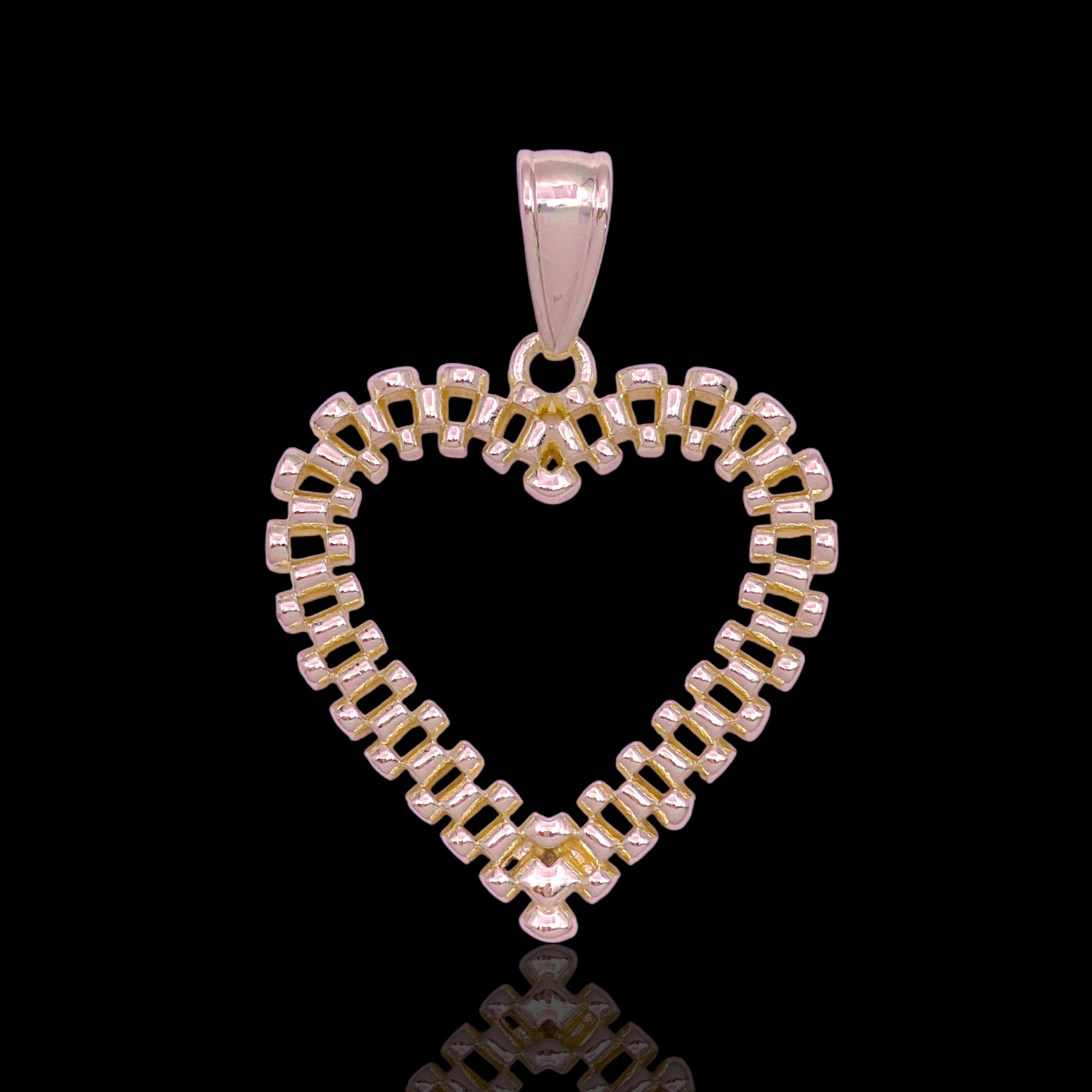 Oro Laminado Gold Filled Florentine Rolx Heart Pendant