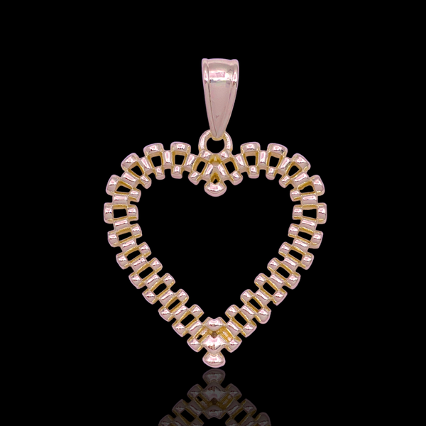 Oro Laminado Gold Filled Florentine Rolx Heart Pendant