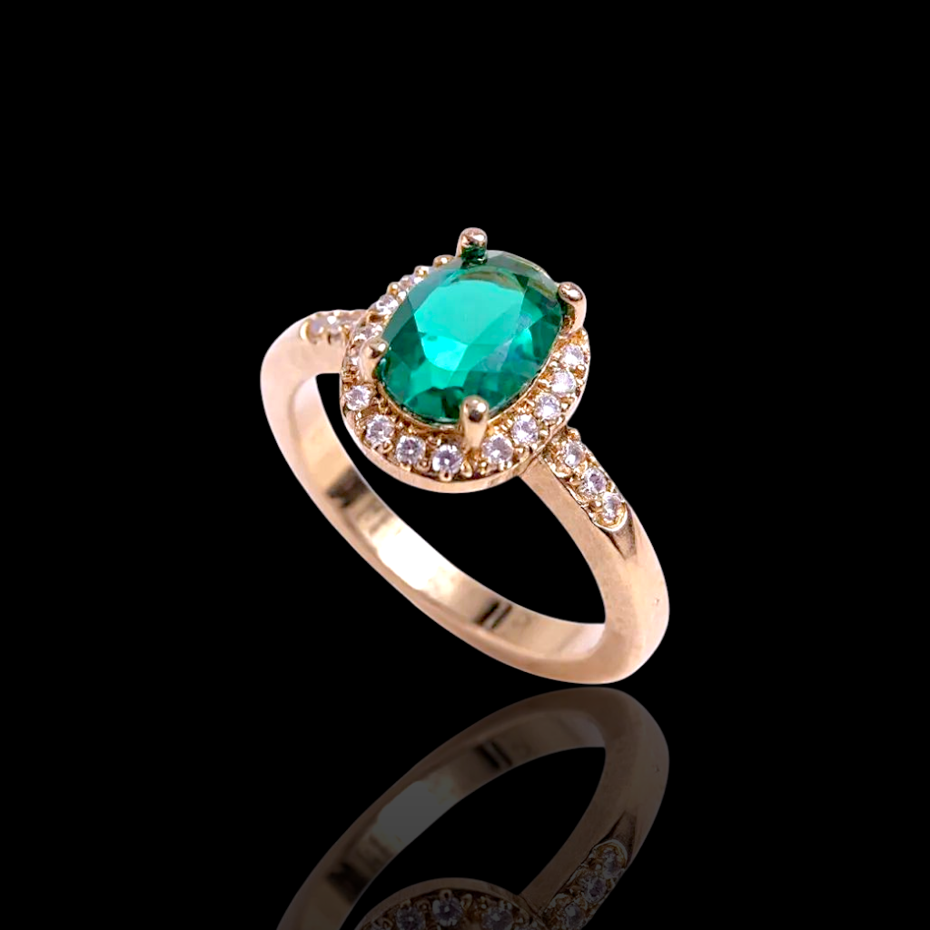 Oro Laminado Gold Filled Francia Petite Oval Cut Gem Ring