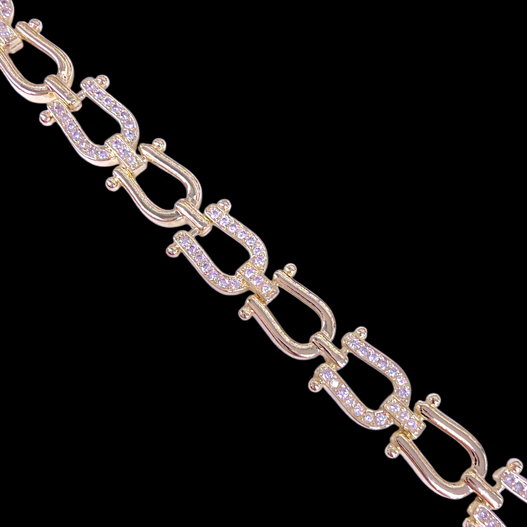 Oro Laminado Gold Filled French Horseshoe Chain Bracelet
