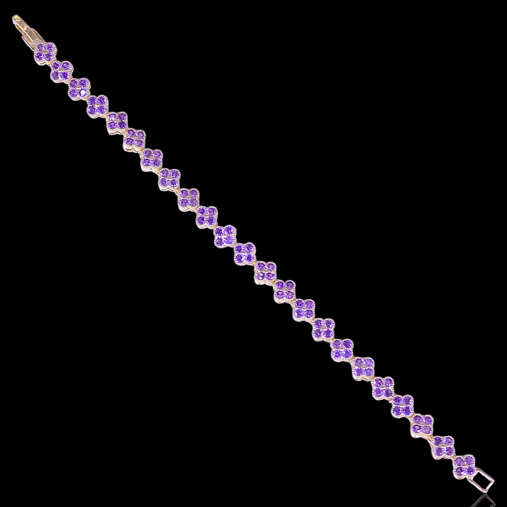 Oro Laminado Gold Filled French Lucky Clover CZ Bracelet