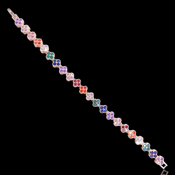 Oro Laminado Gold Filled French Lucky Clover CZ Bracelet