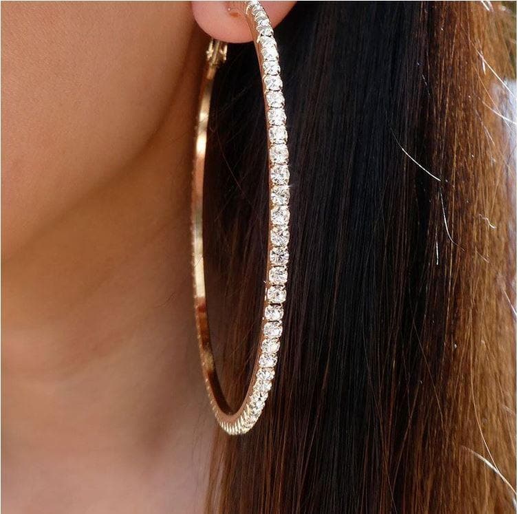 Oro Laminado Gold Filled French Zirconia Bezel Hoop Earrings