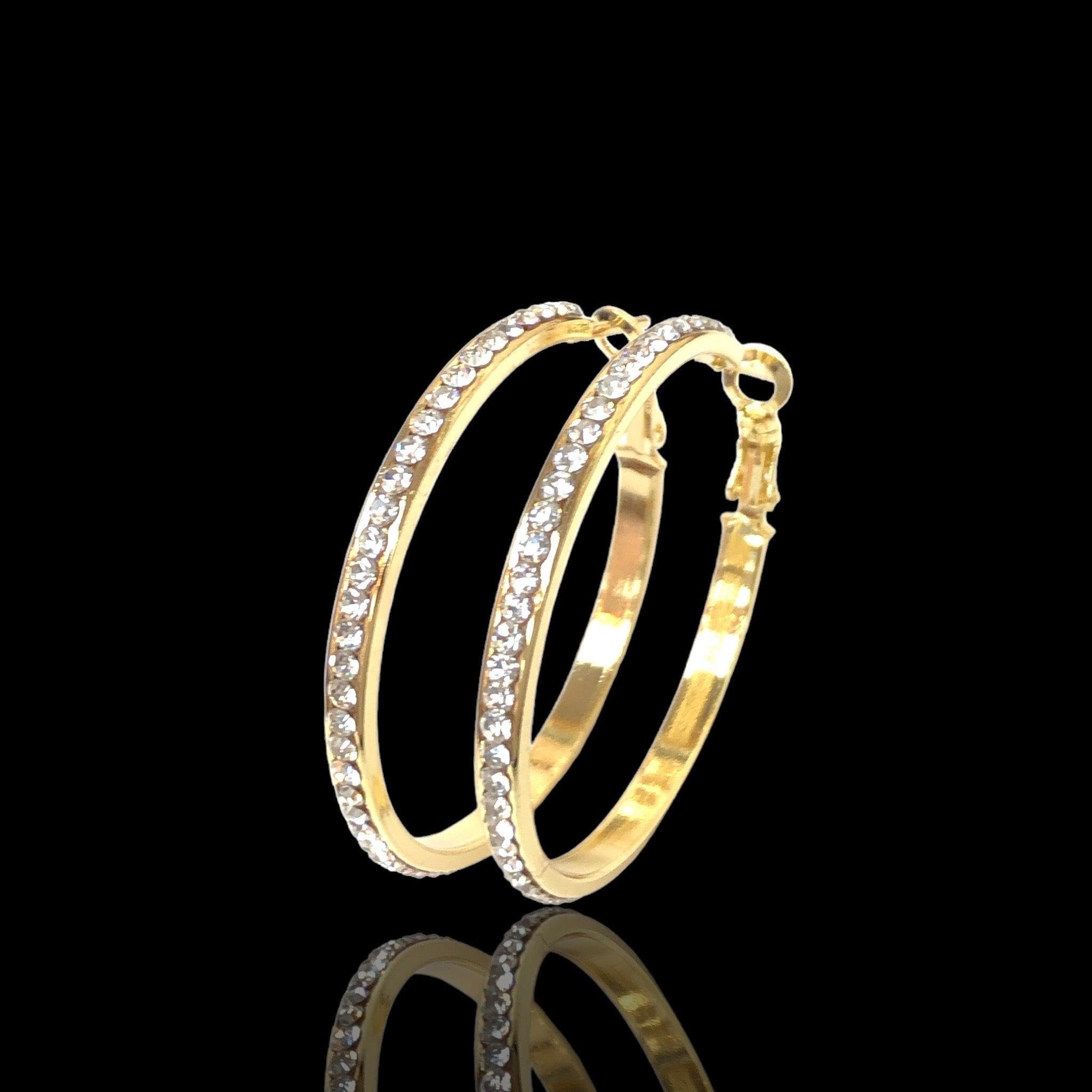 Oro Laminado Gold Filled French Zirconia Bezel Hoop Earrings