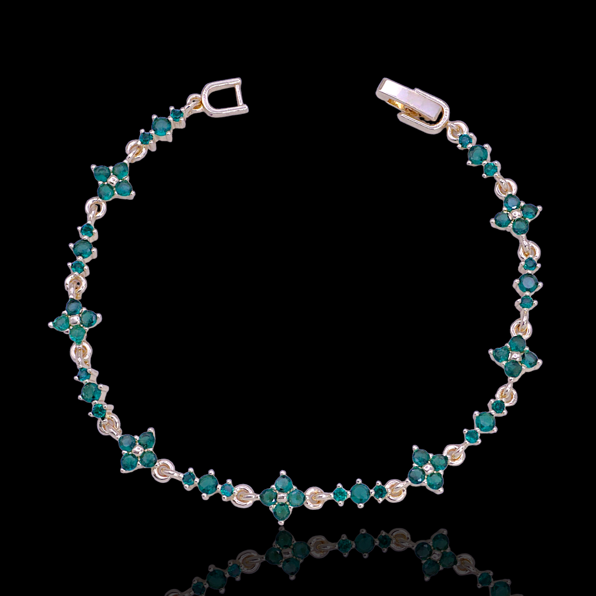 Oro Laminado Gold Filled French de Fleur Zirconia Bracelet