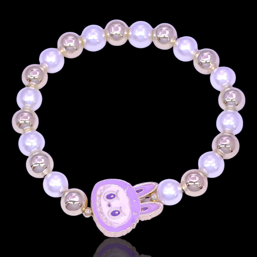 Oro Laminado Gold Filled Fufu Monster Icon Love Bracelet